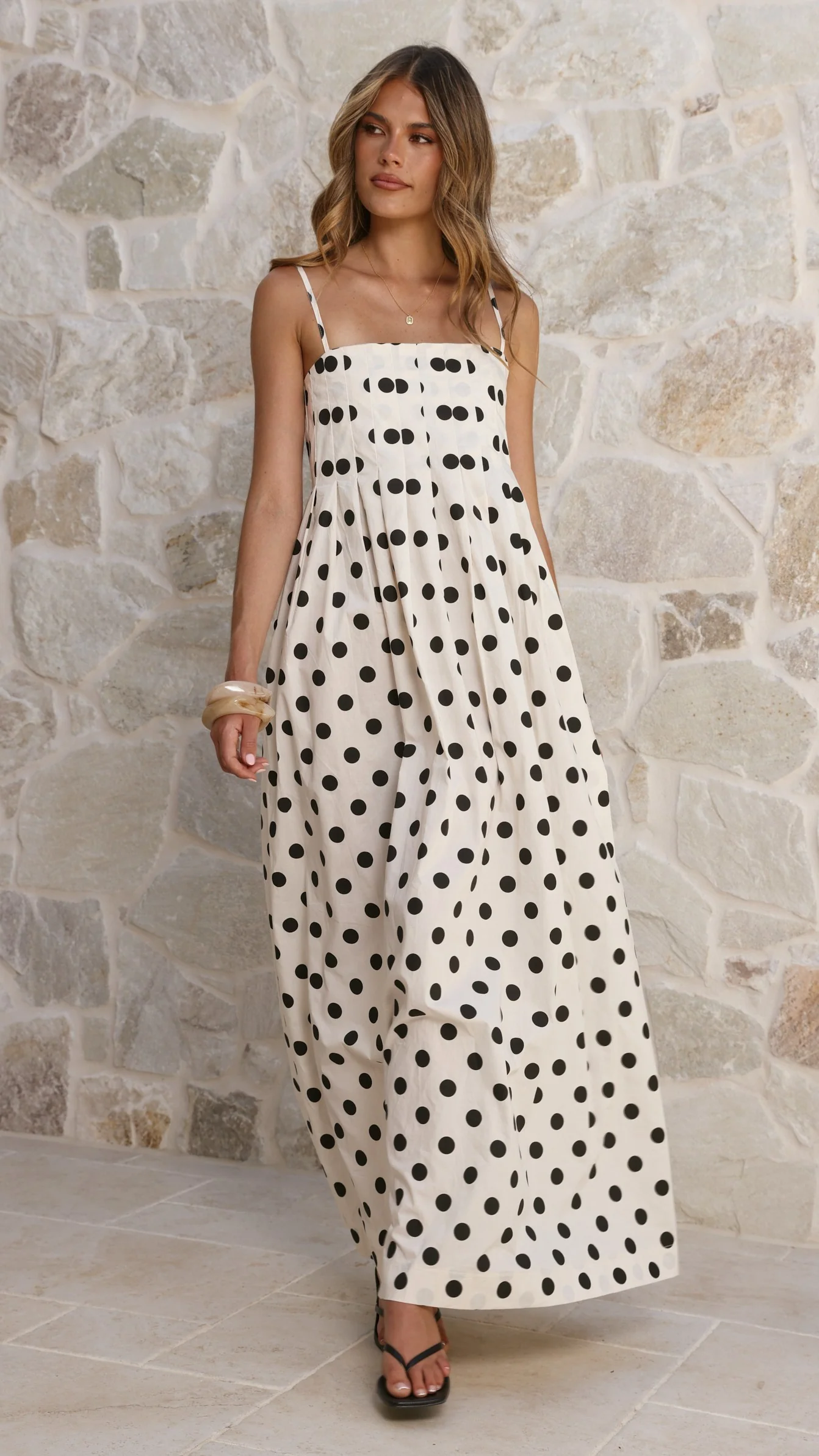 Felicity Maxi Dress - White/Black Spot - Image 10