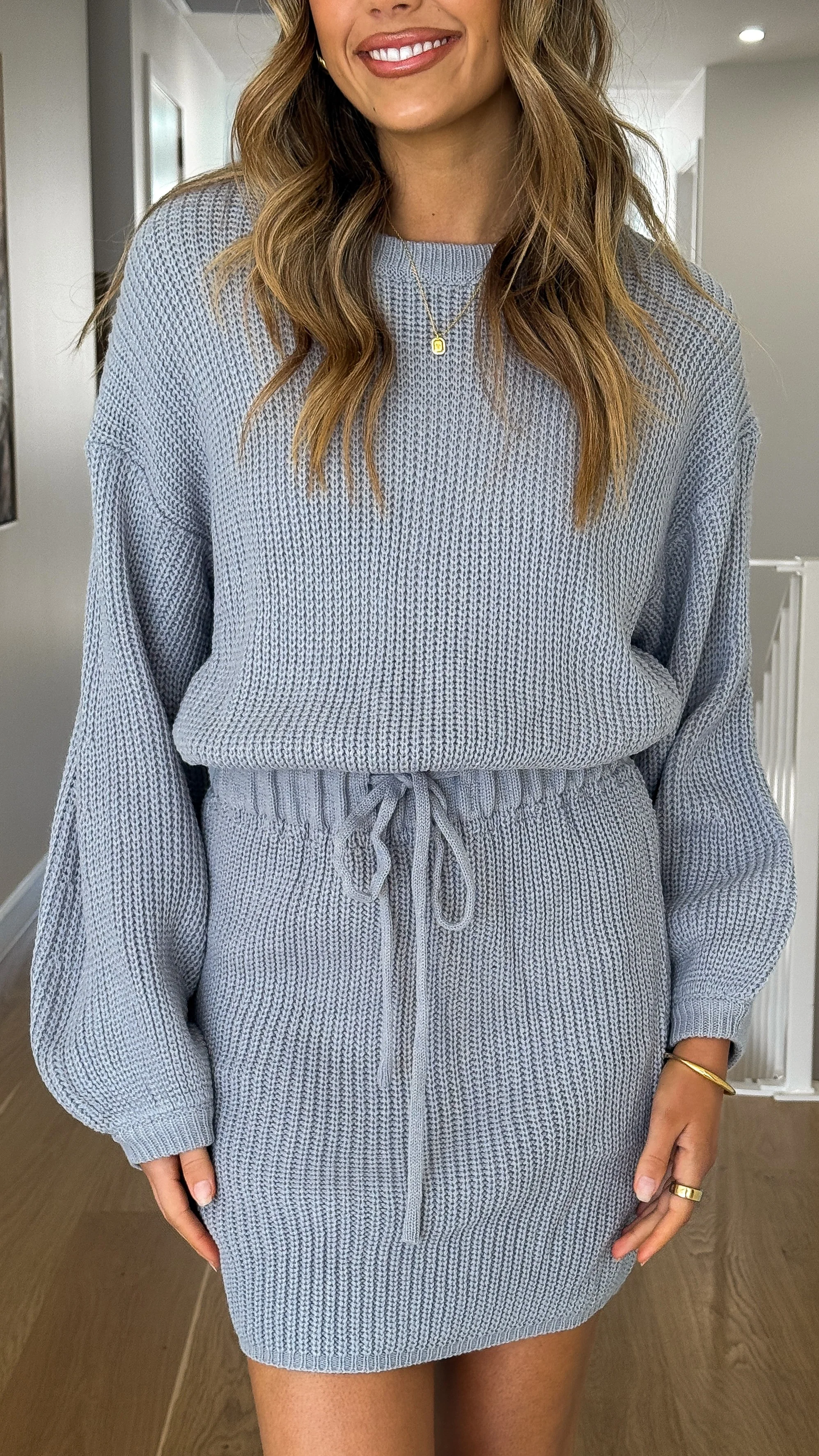 Feya Knit Mini Dress - Blue - Image 8