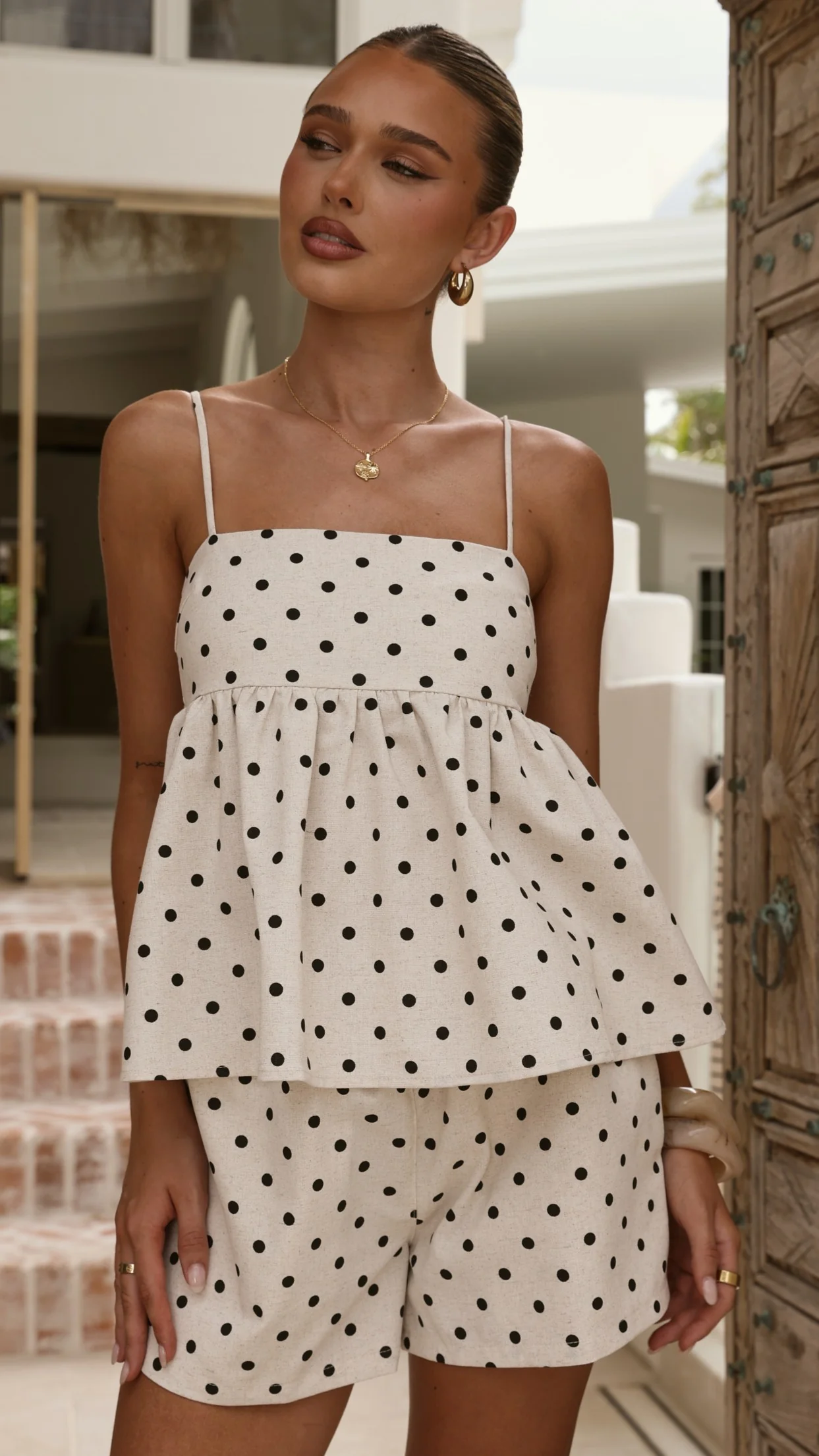 Fiana Top - Beige/Black Polka Dot - Image 9