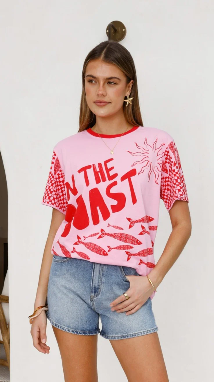 Florrie Tee - Pink/Red Tide