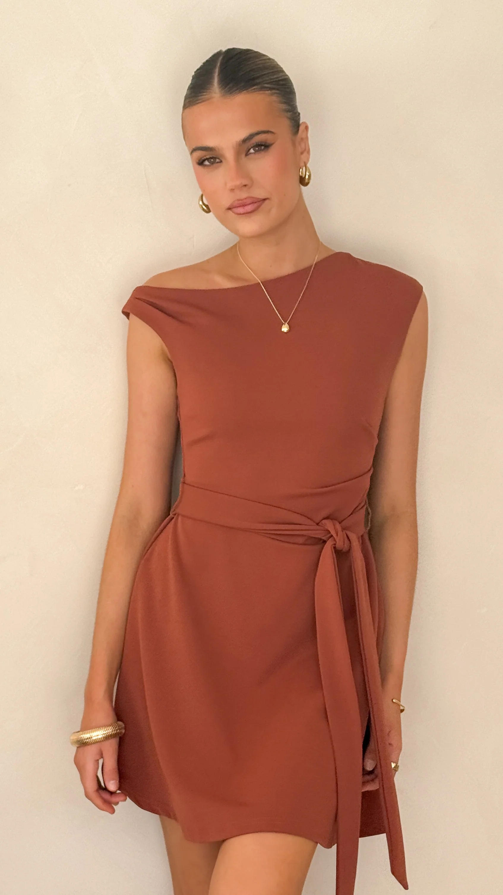 Gem Mini Dress - Brown - Image 7