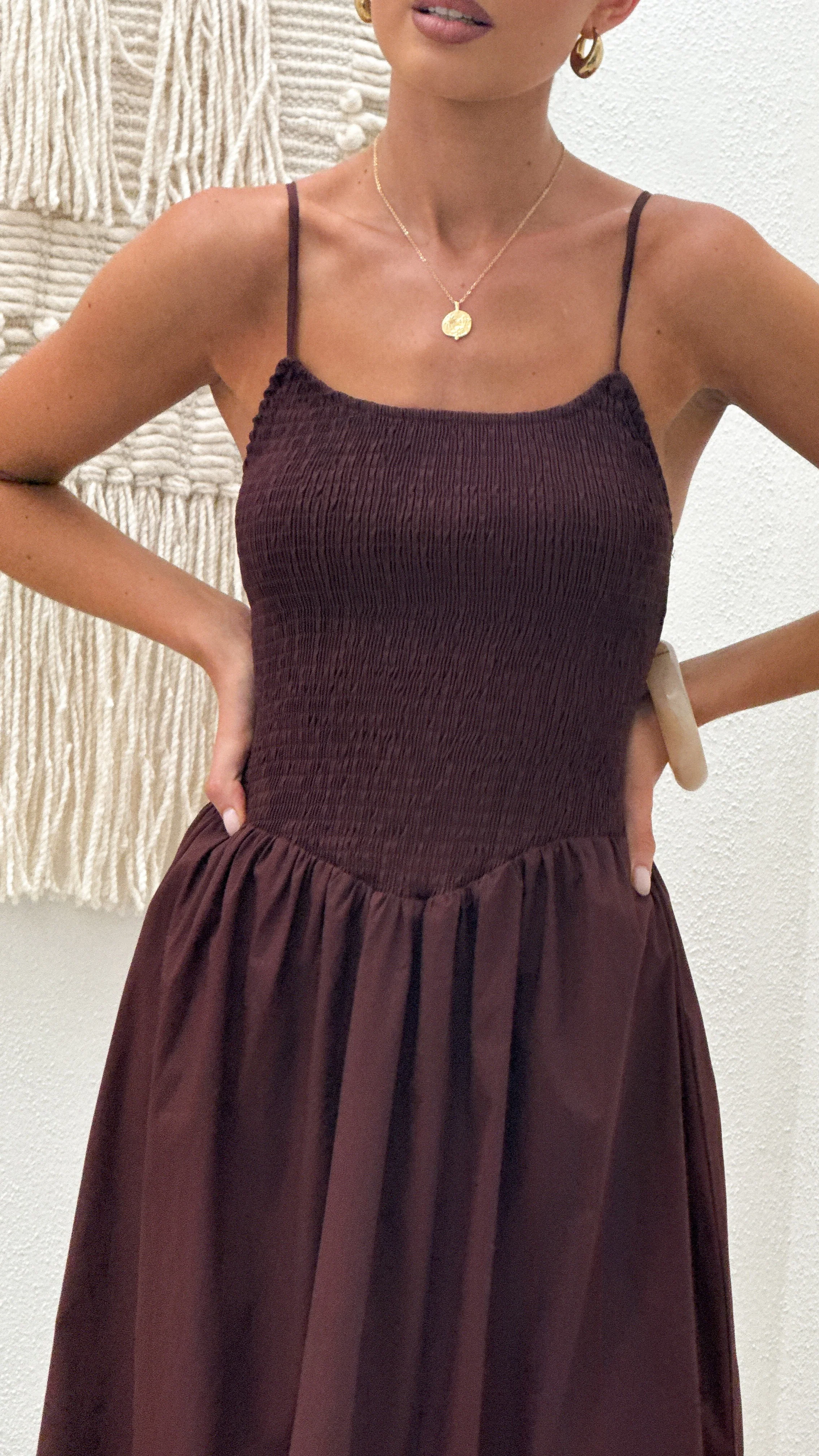 Gena Maxi Dress - Chocolate - Image 4