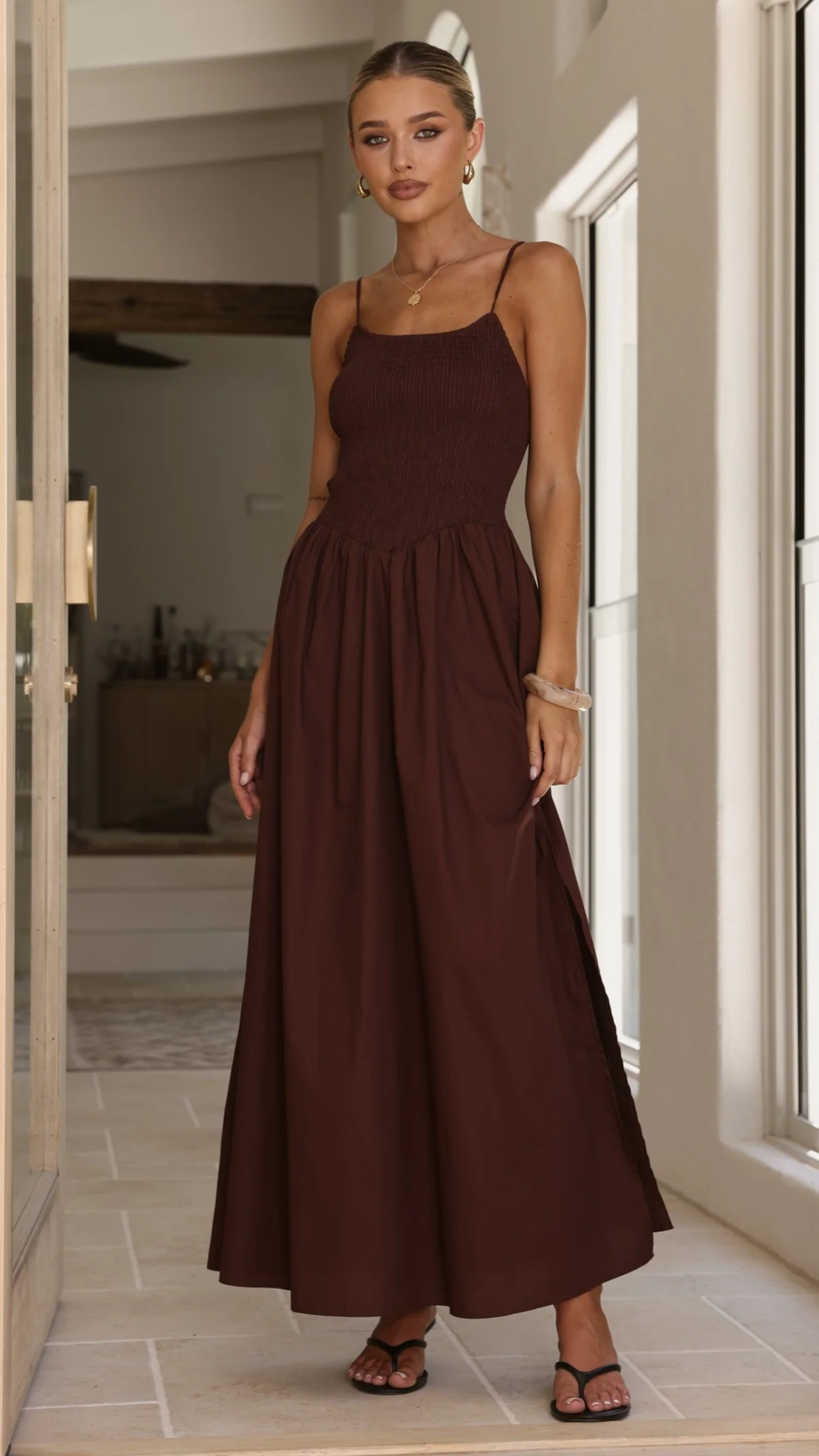 Gena Maxi Dress - Chocolate - Image 5