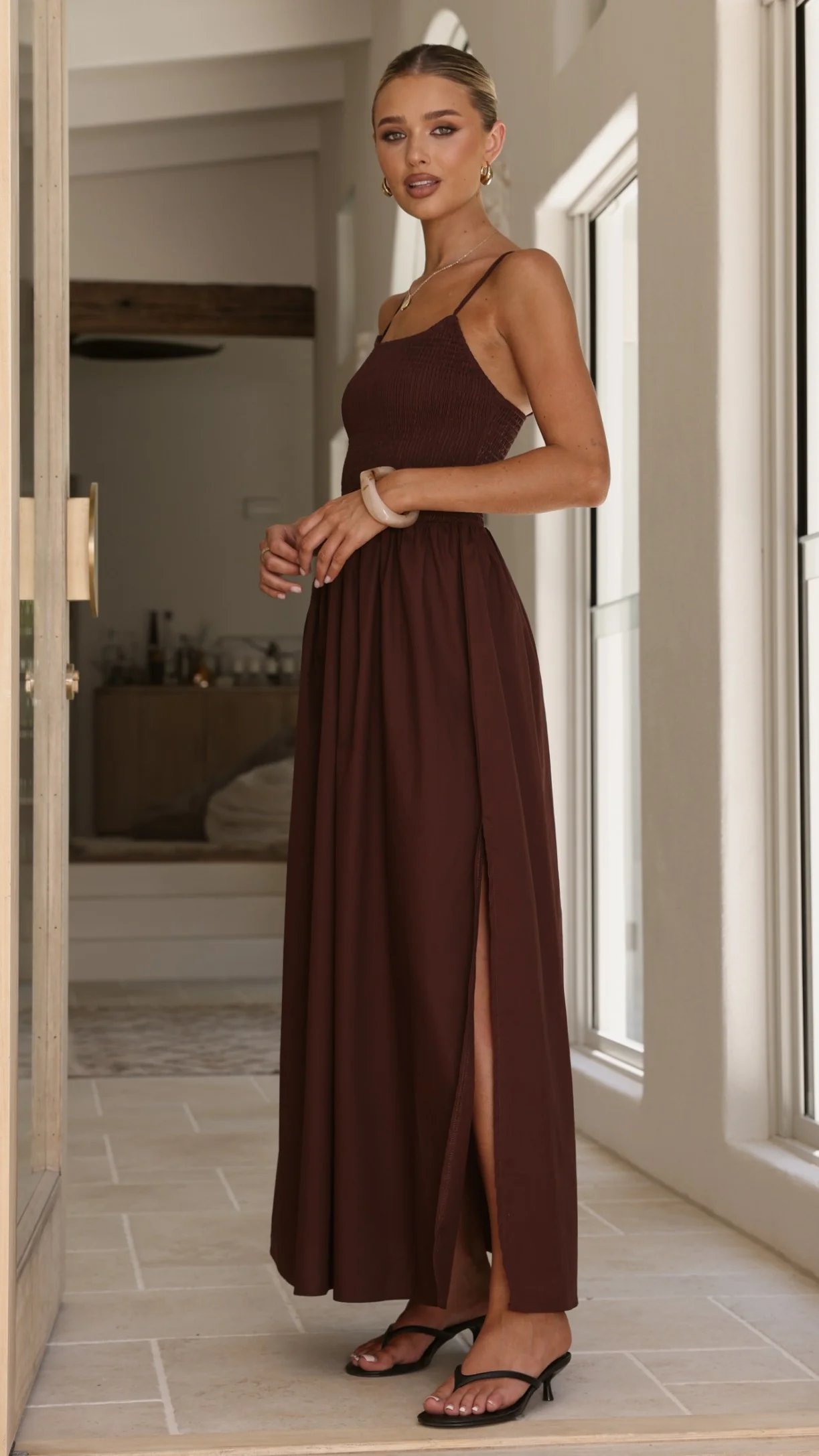 Gena Maxi Dress - Chocolate - Image 7
