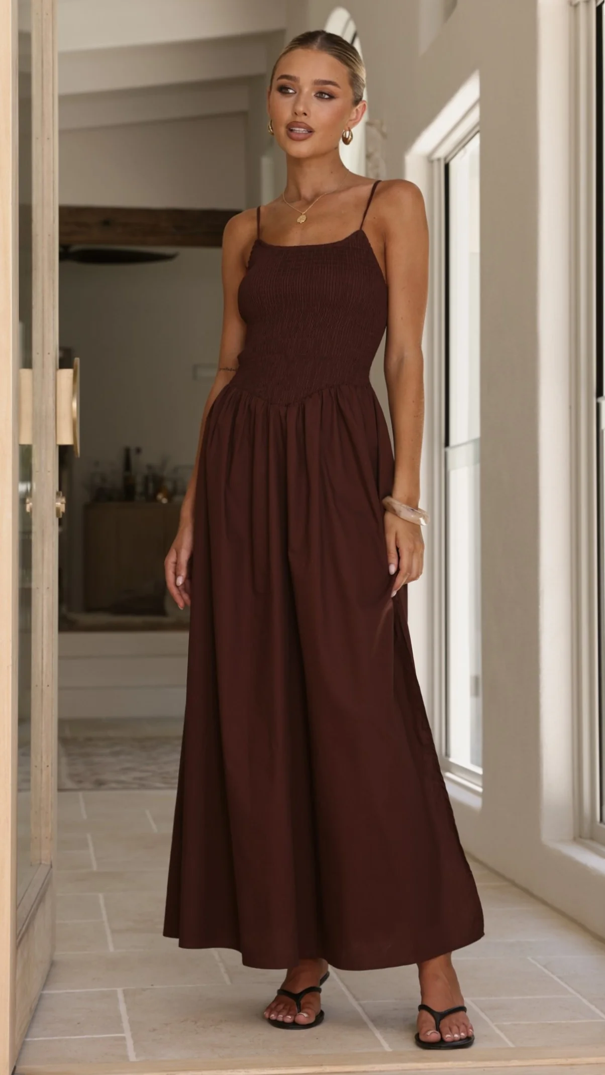 Gena Maxi Dress - Chocolate - Image 8