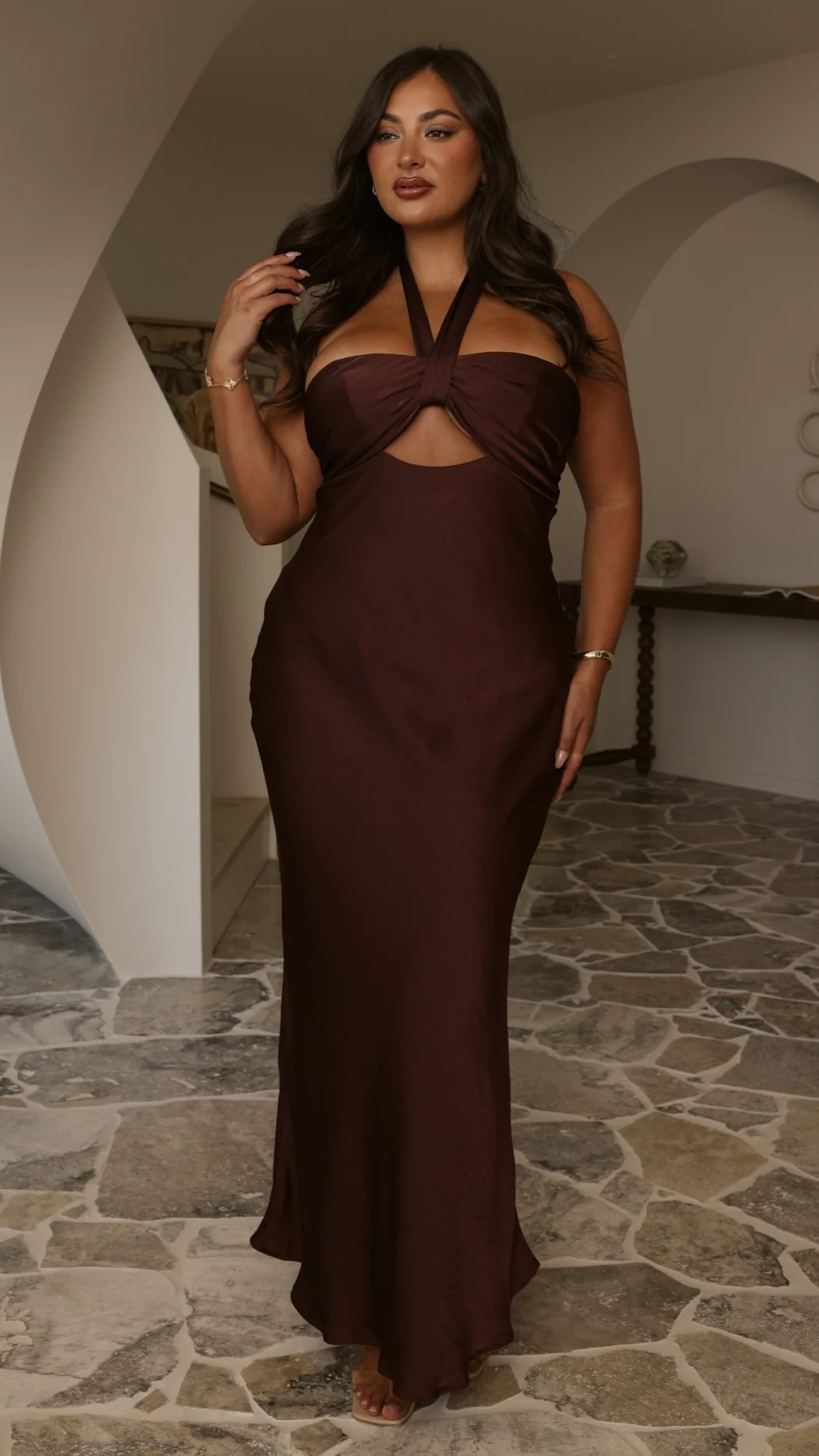 Grace Halter Maxi Dress - Chocolate - Image 11