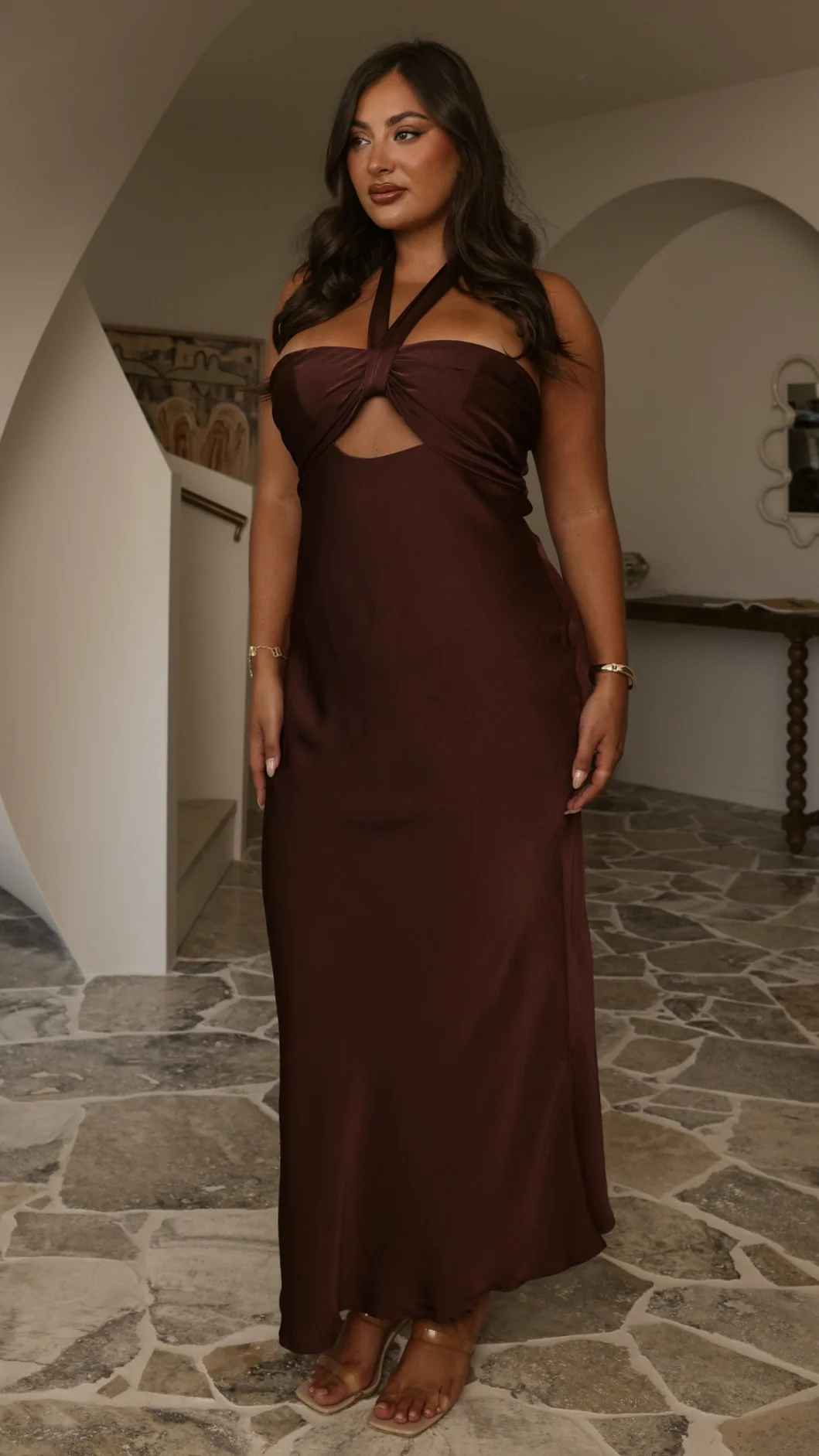 Grace Halter Maxi Dress - Chocolate - Image 15