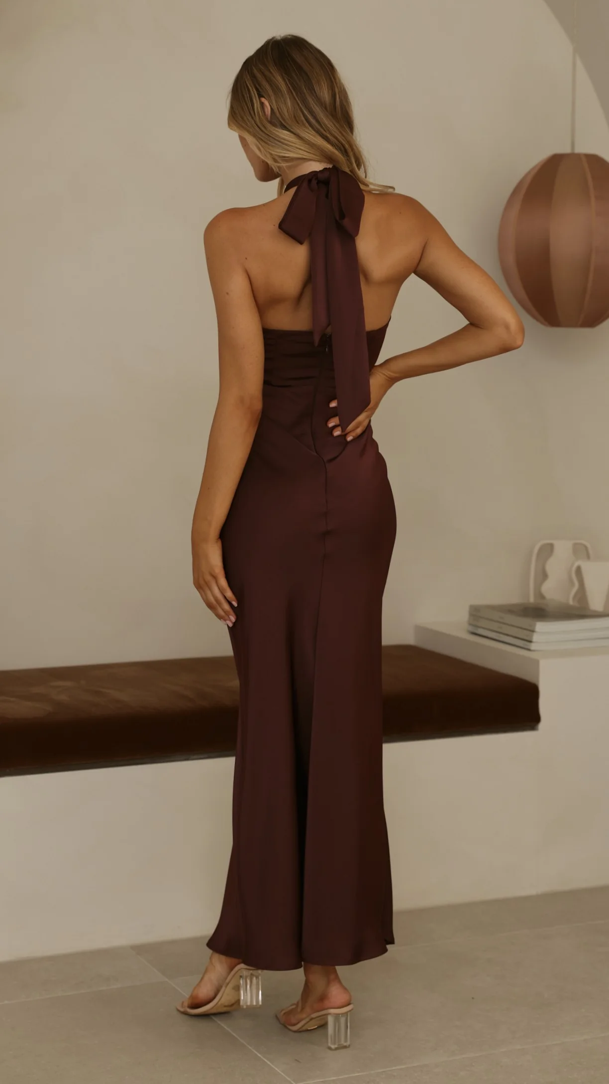 Grace Halter Maxi Dress - Chocolate - Image 2