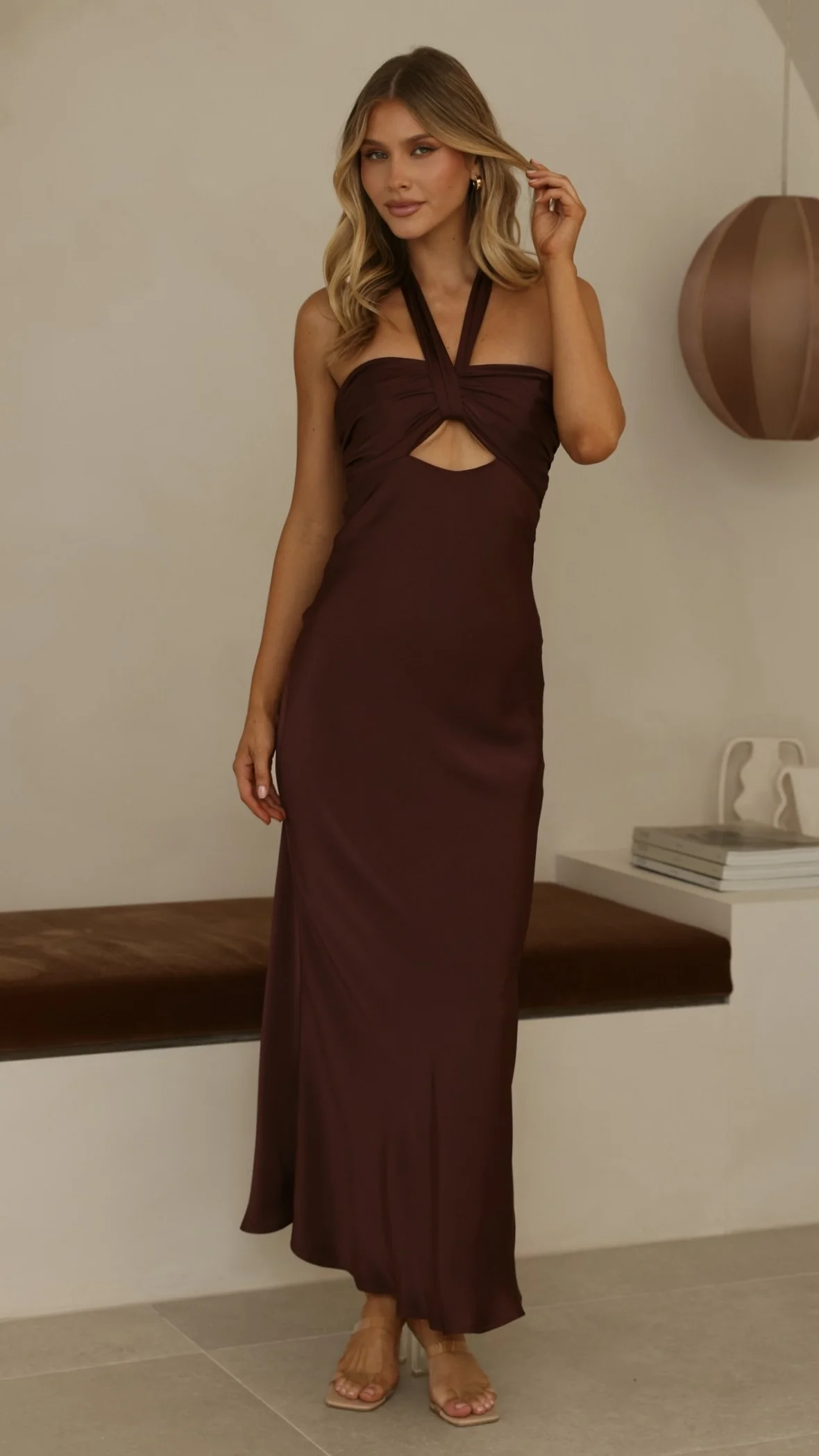Grace Halter Maxi Dress - Chocolate - Image 21