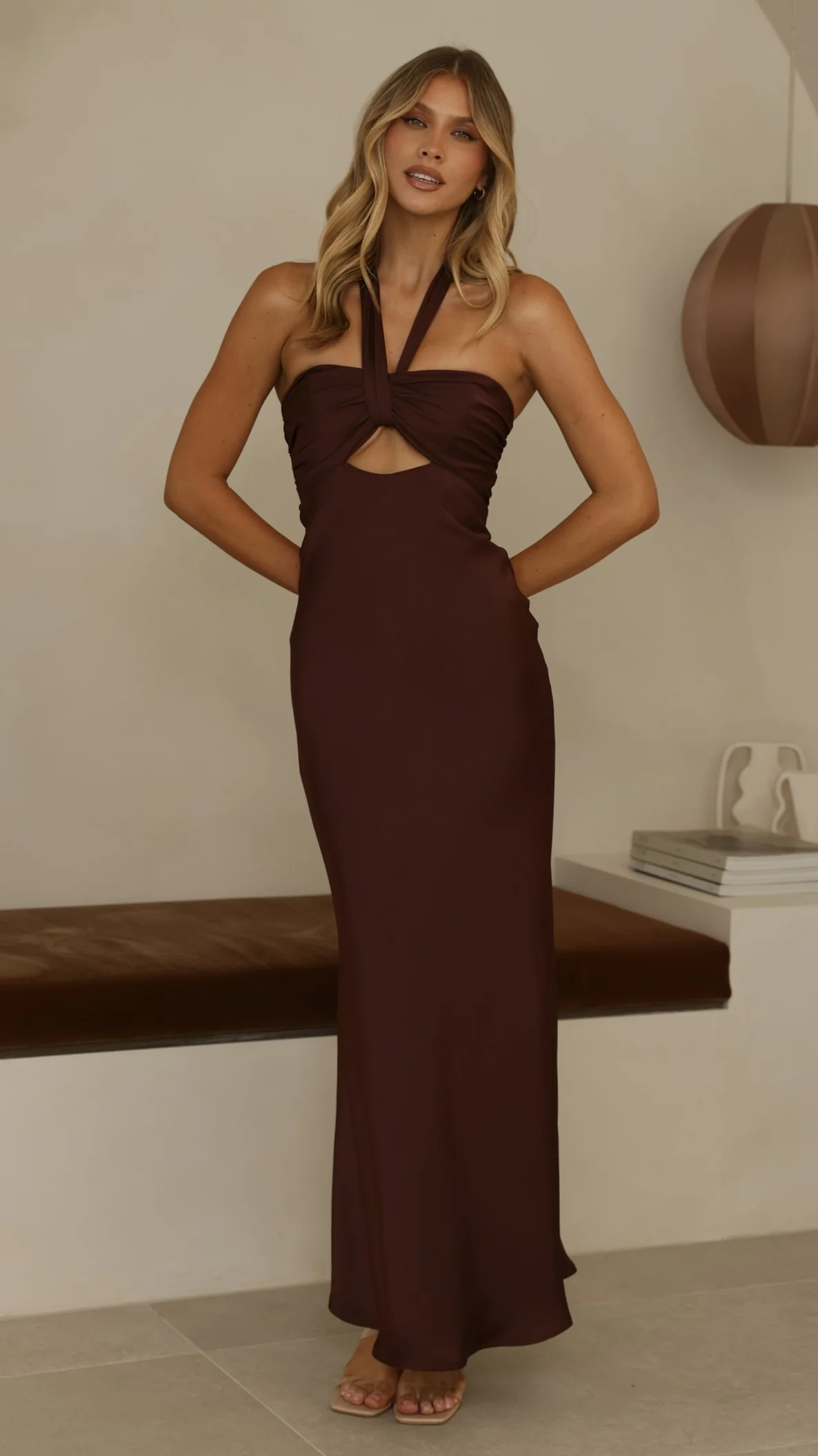 Grace Halter Maxi Dress - Chocolate - Image 22