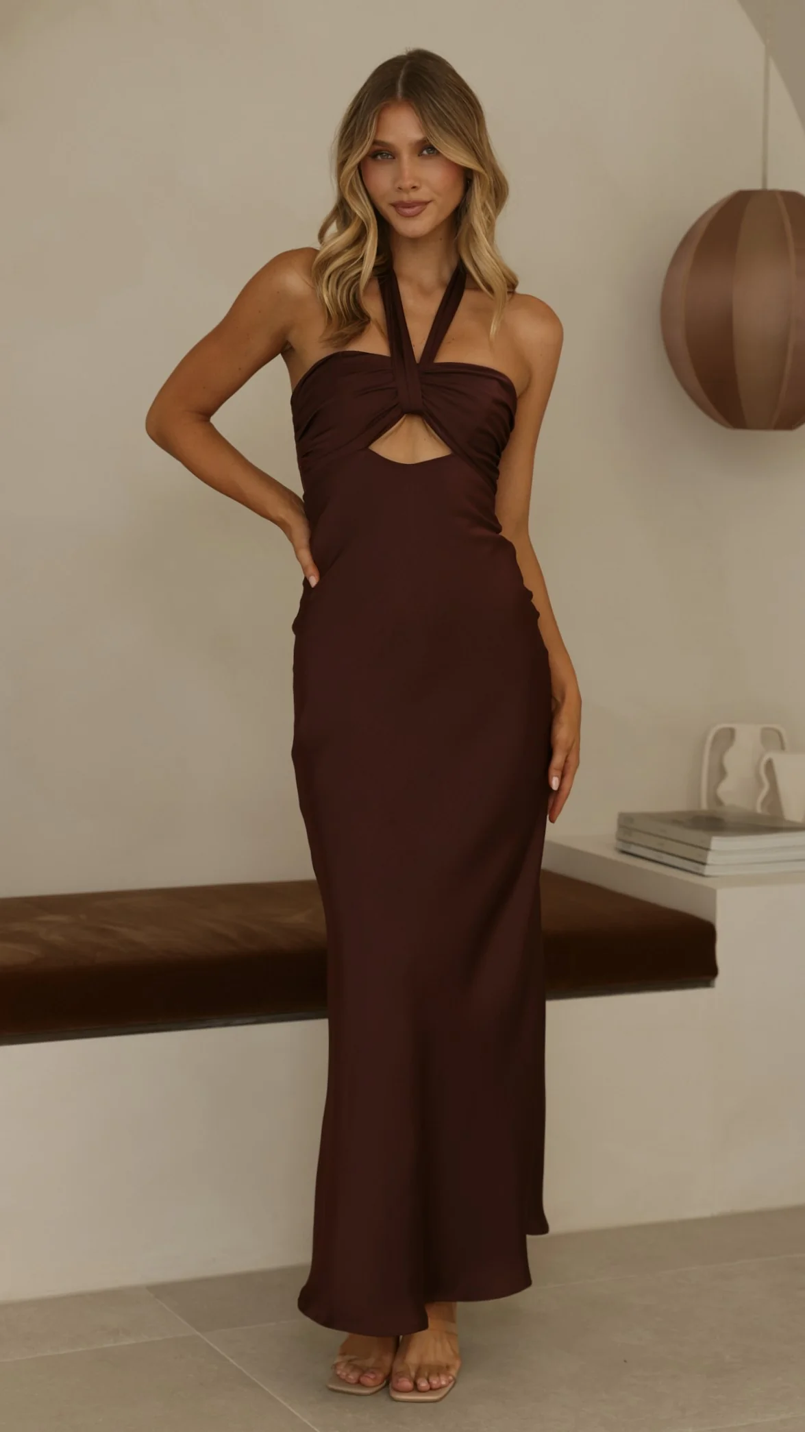 Grace Halter Maxi Dress - Chocolate - Image 27