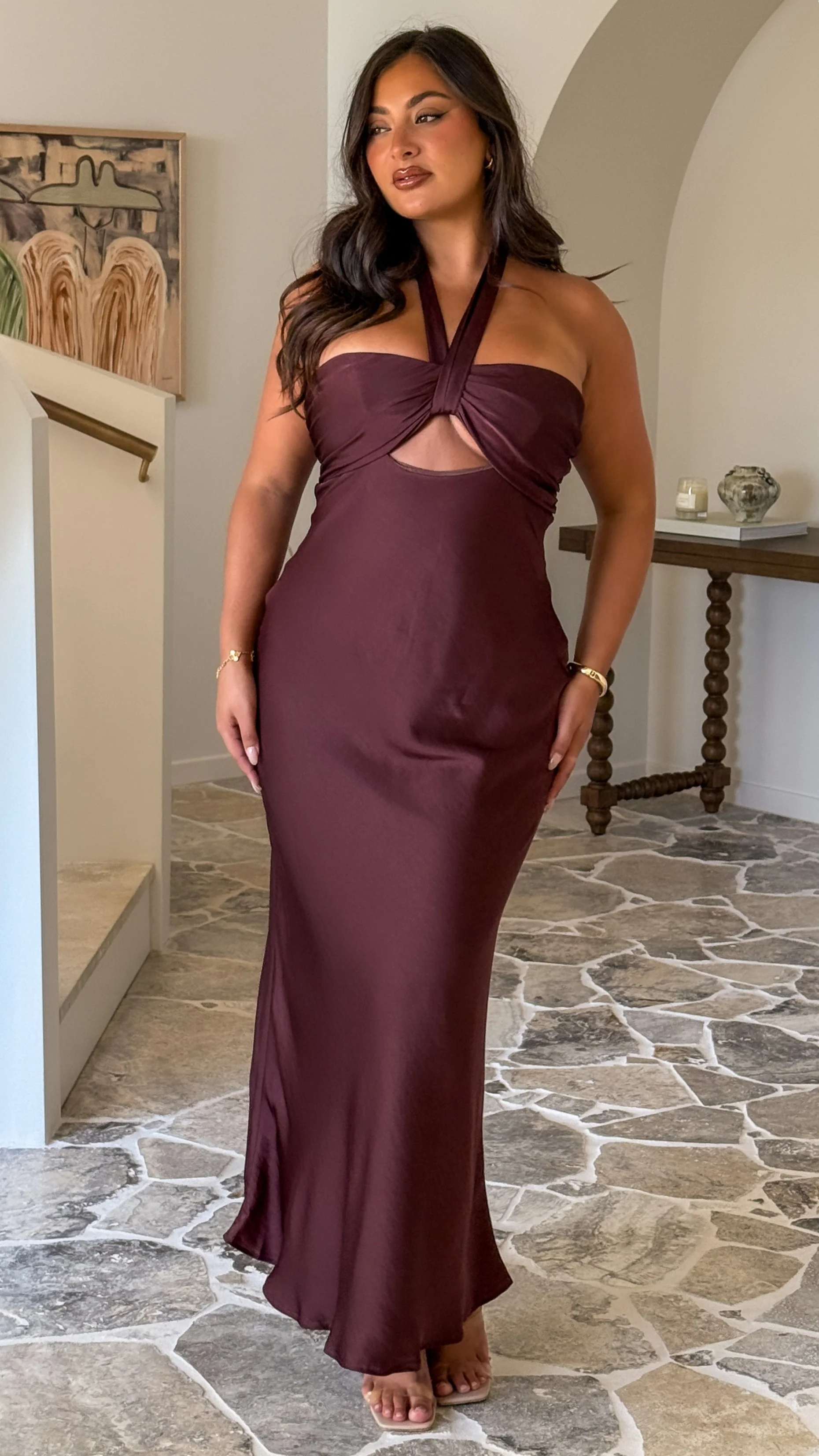 Grace Halter Maxi Dress - Chocolate - Image 9
