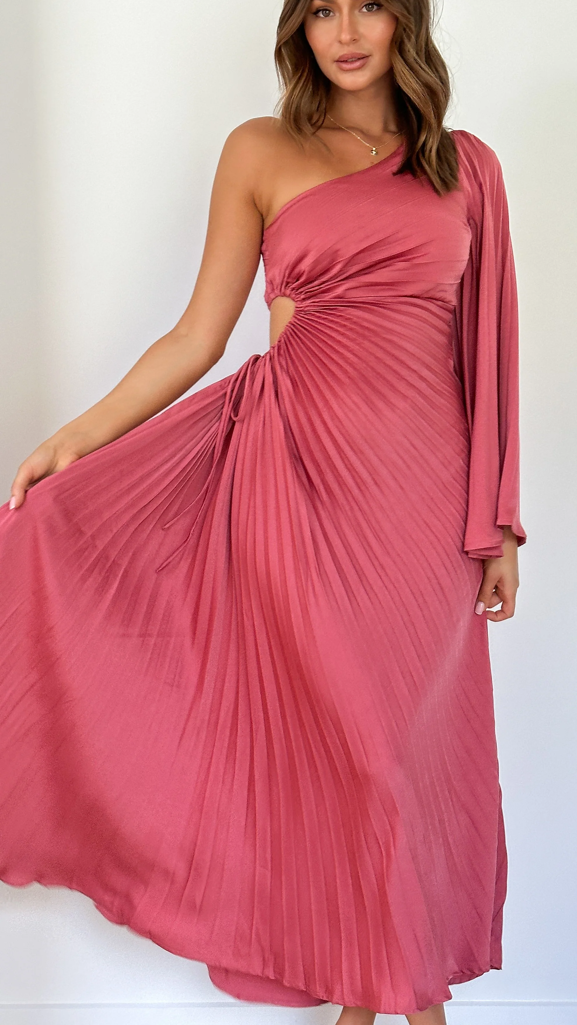 Gwen One Shoulder Maxi Dress - Pink - Image 4