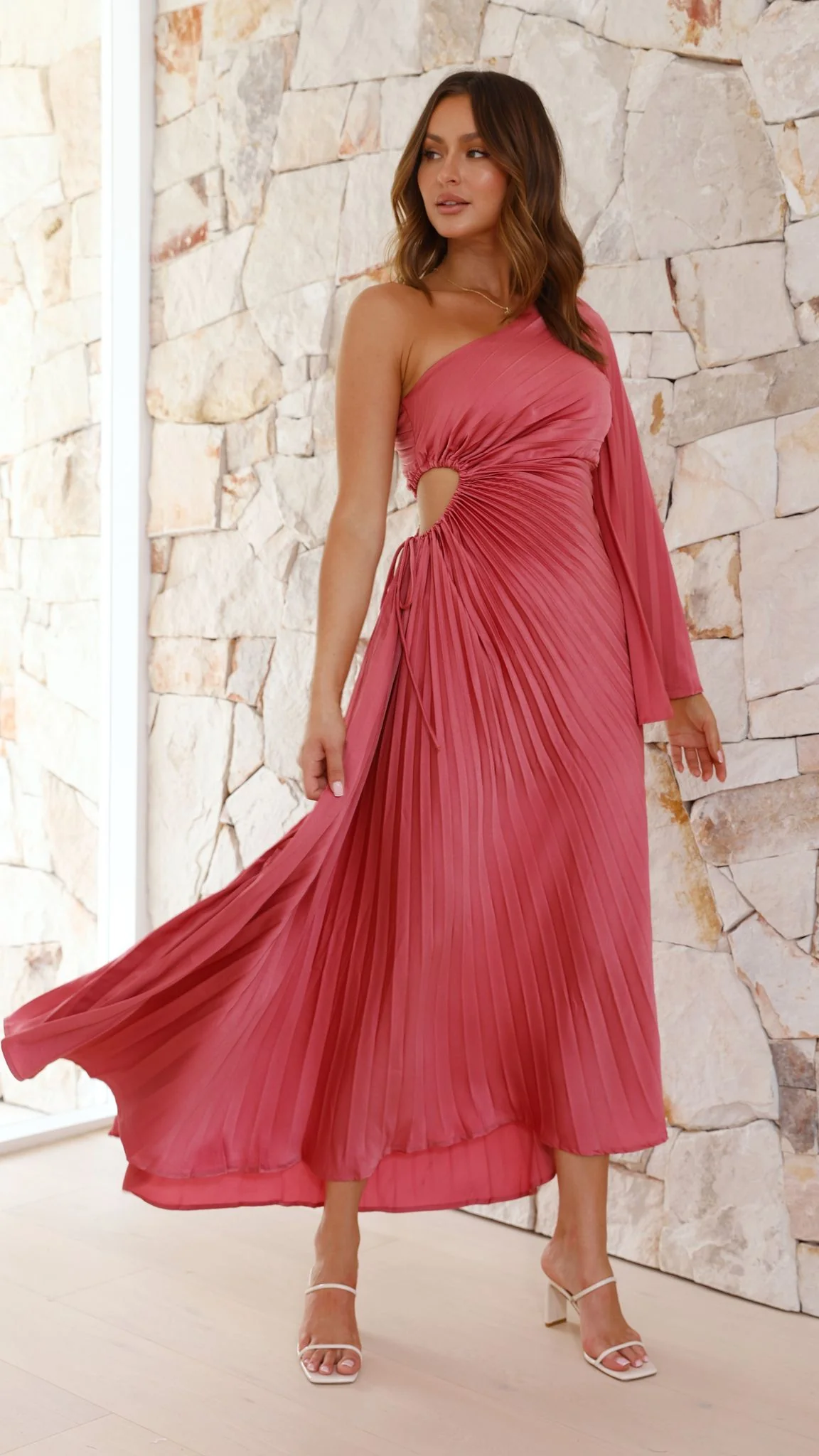 Gwen One Shoulder Maxi Dress - Pink - Image 7
