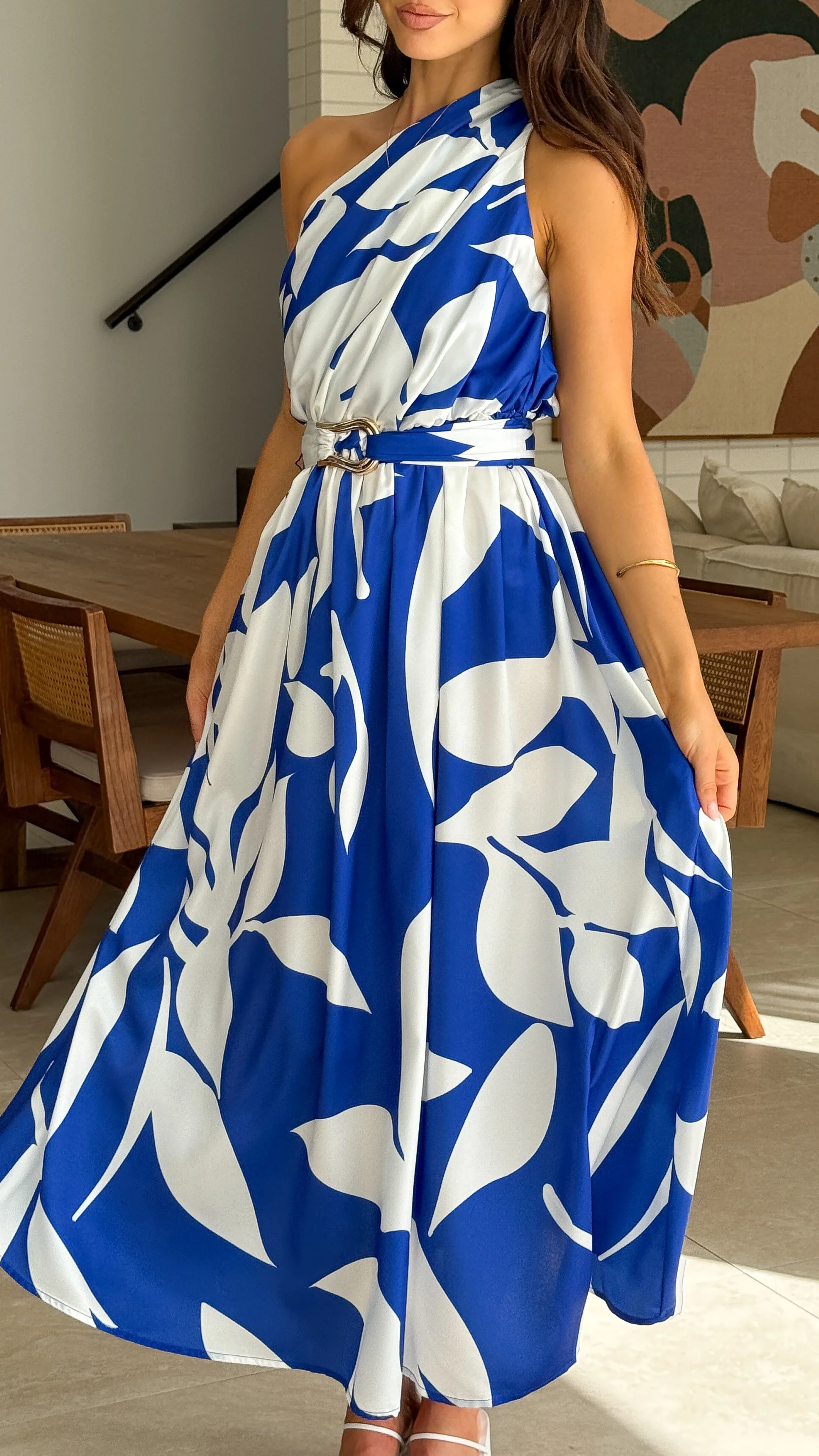 Hadas Maxi Dress - Cobalt/White Print - Image 4
