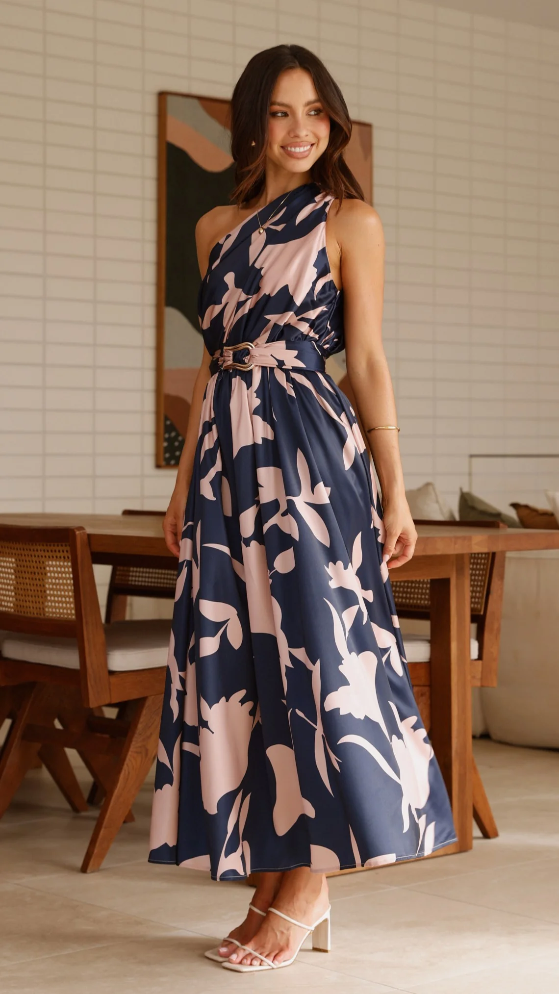 Hadas Maxi Dress - Navy/Pink Print - Image 12