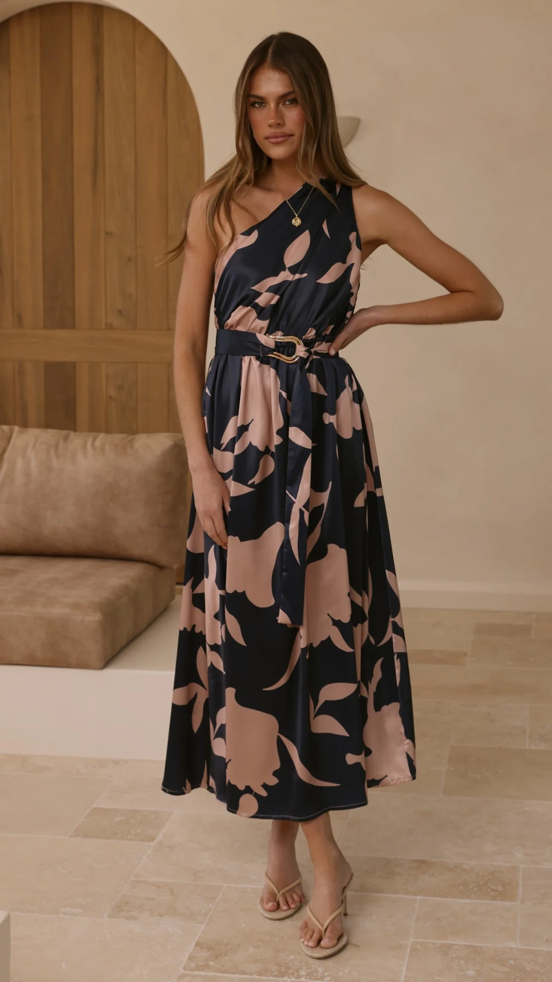Hadas Maxi Dress - Navy/Pink Print - Image 3