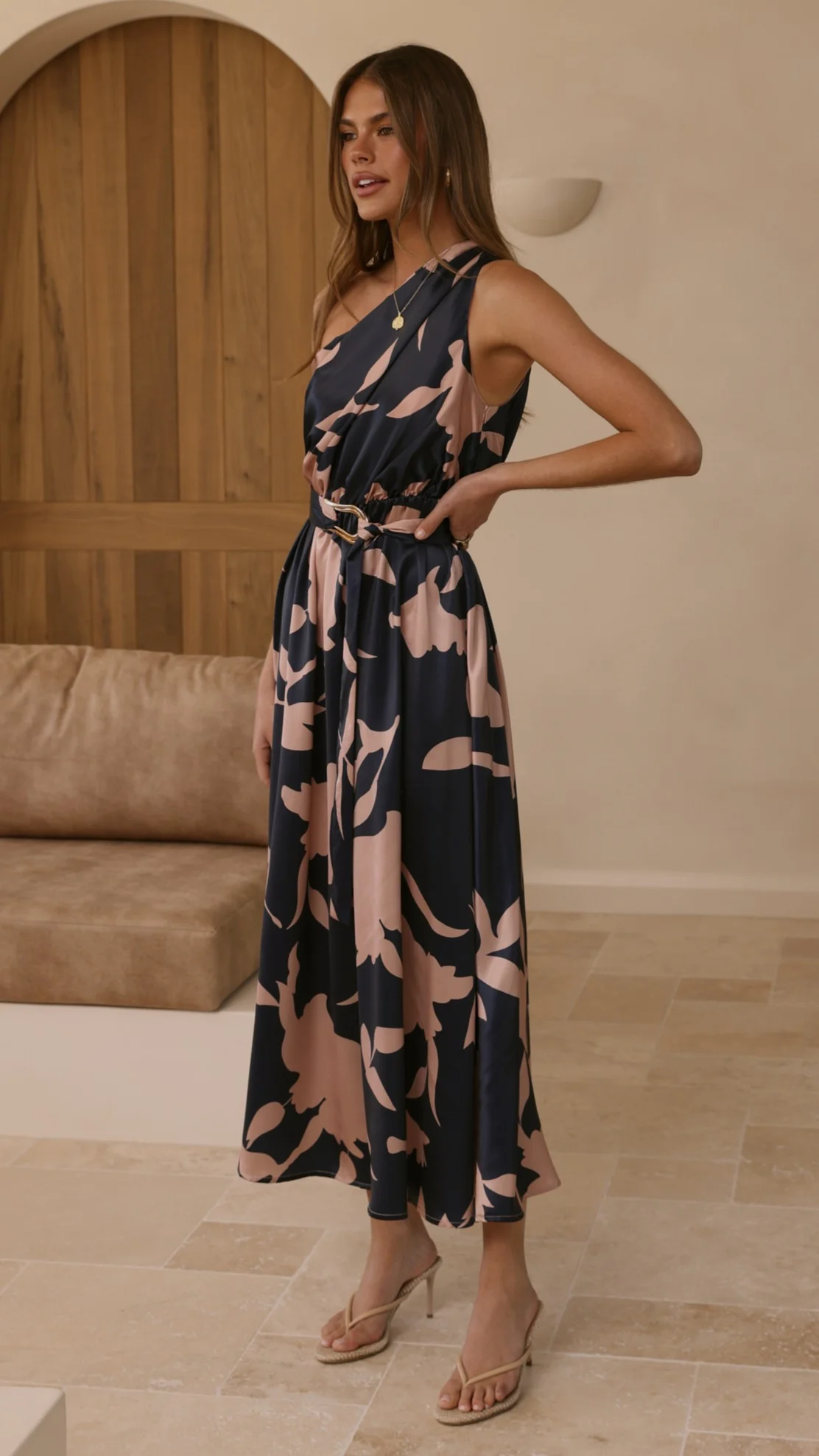Hadas Maxi Dress - Navy/Pink Print - Image 4