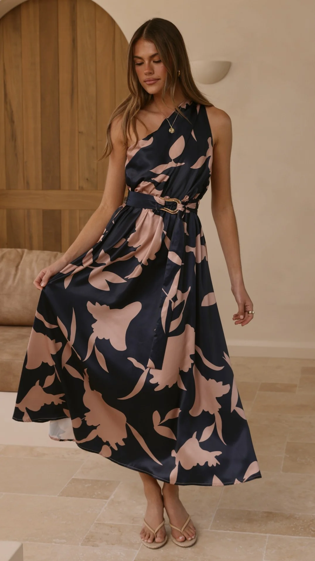 Hadas Maxi Dress - Navy/Pink Print - Image 5