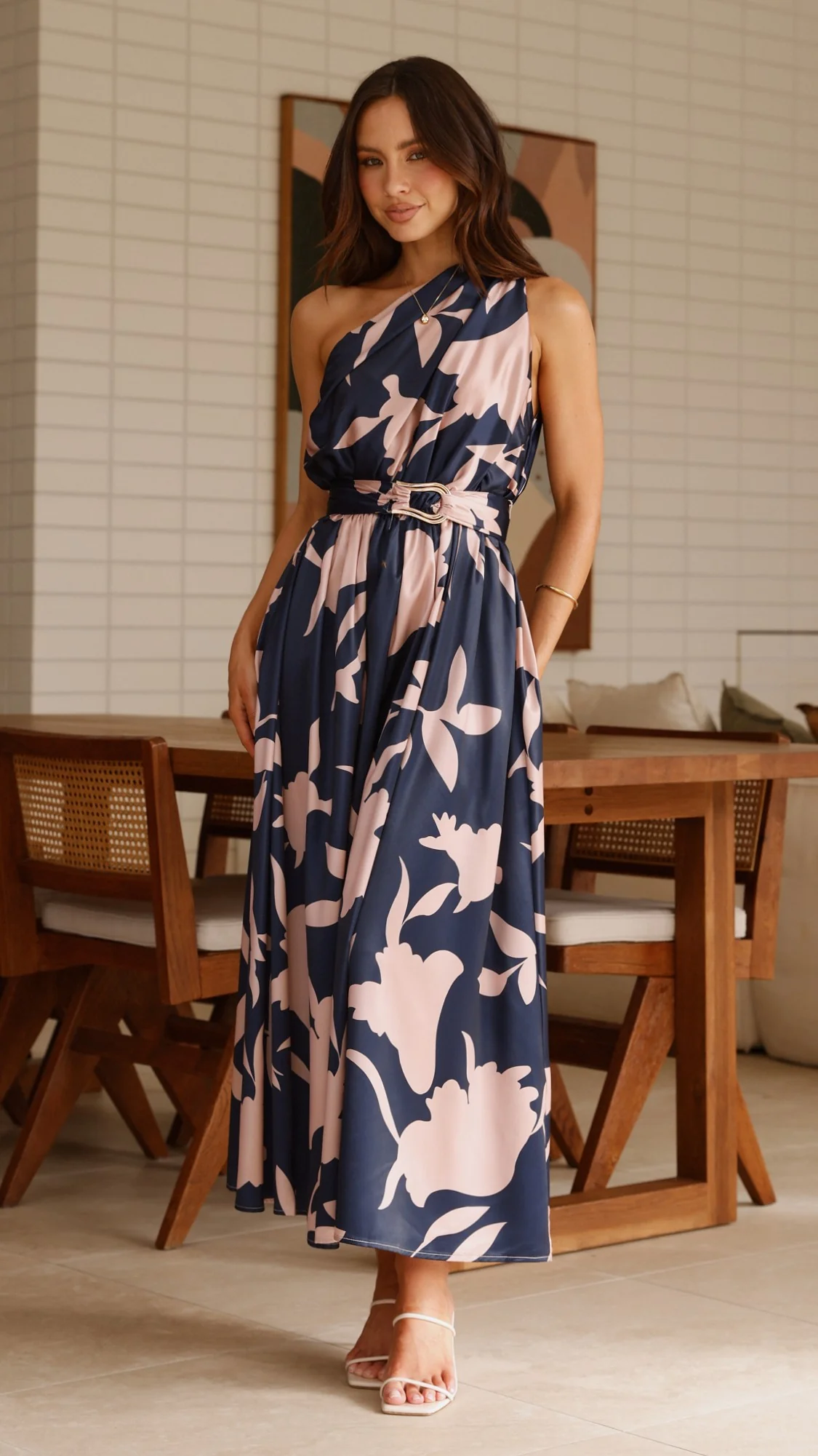 Hadas Maxi Dress - Navy/Pink Print - Image 7