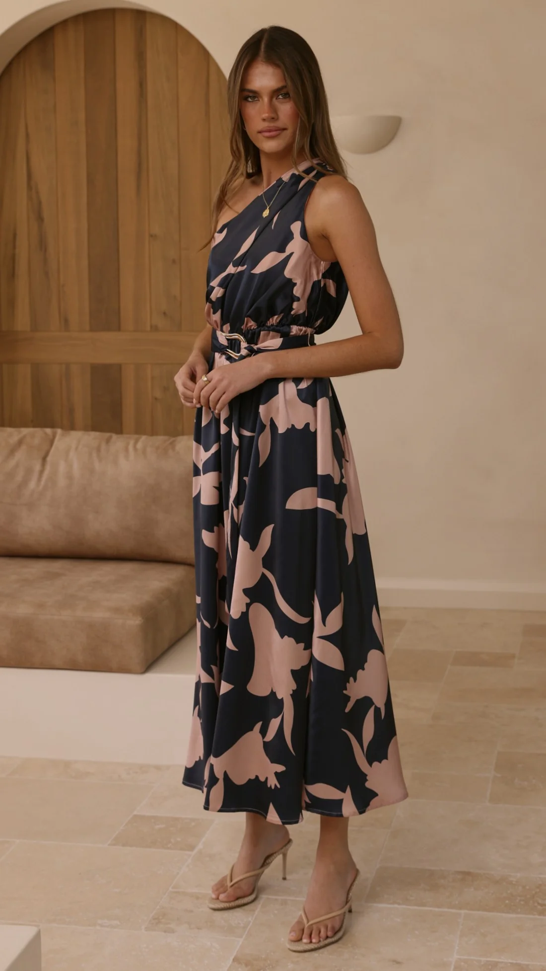 Hadas Maxi Dress - Navy/Pink Print - Image 8