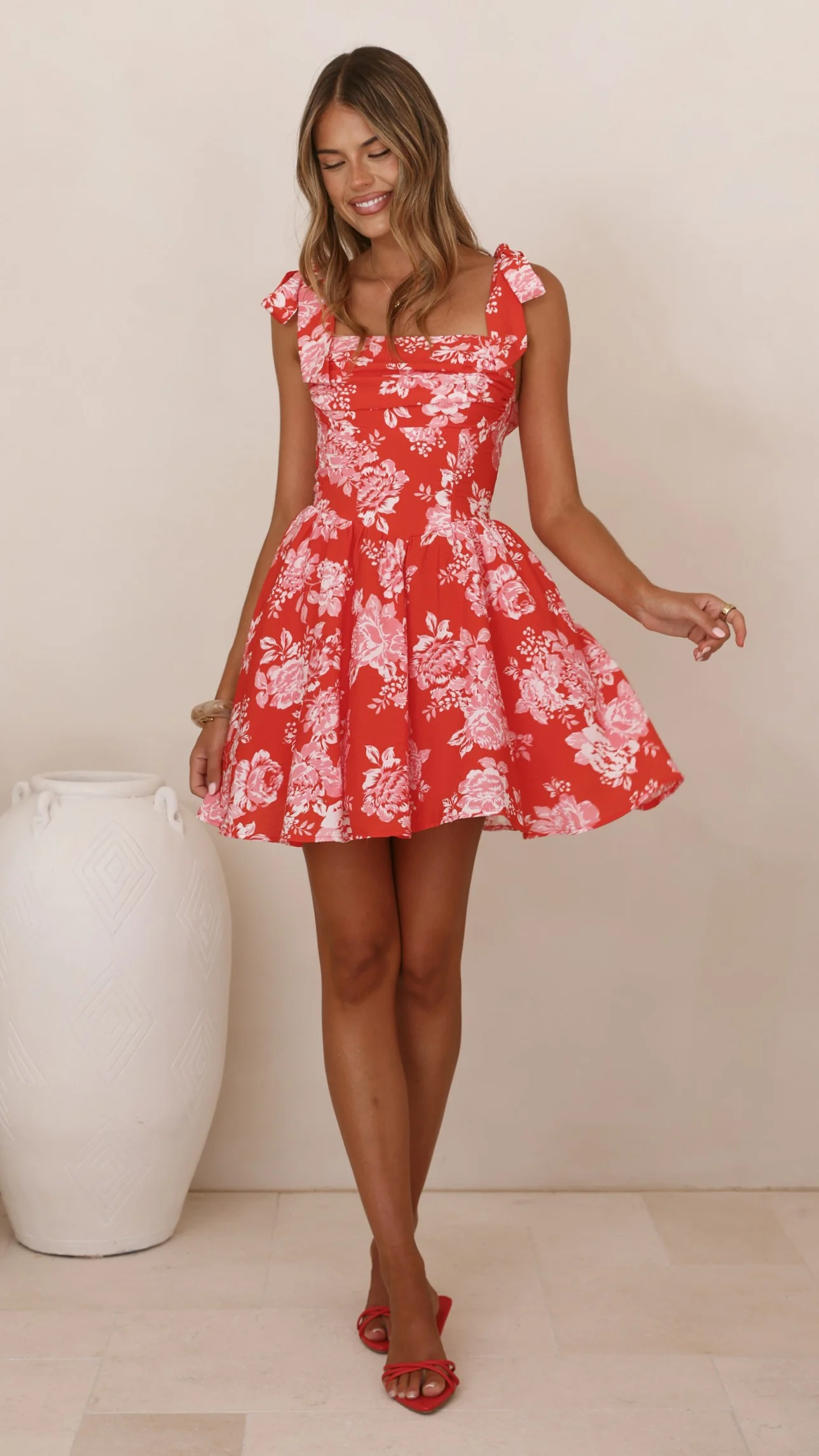 Haisley Mini Dress - Red Floral - Image 3