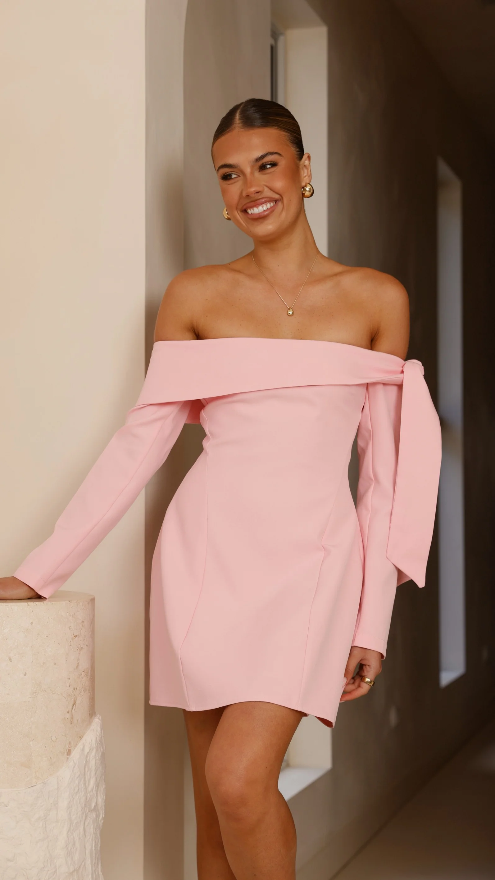 Halen Long Sleeve Mini Dress - Pink - Image 6