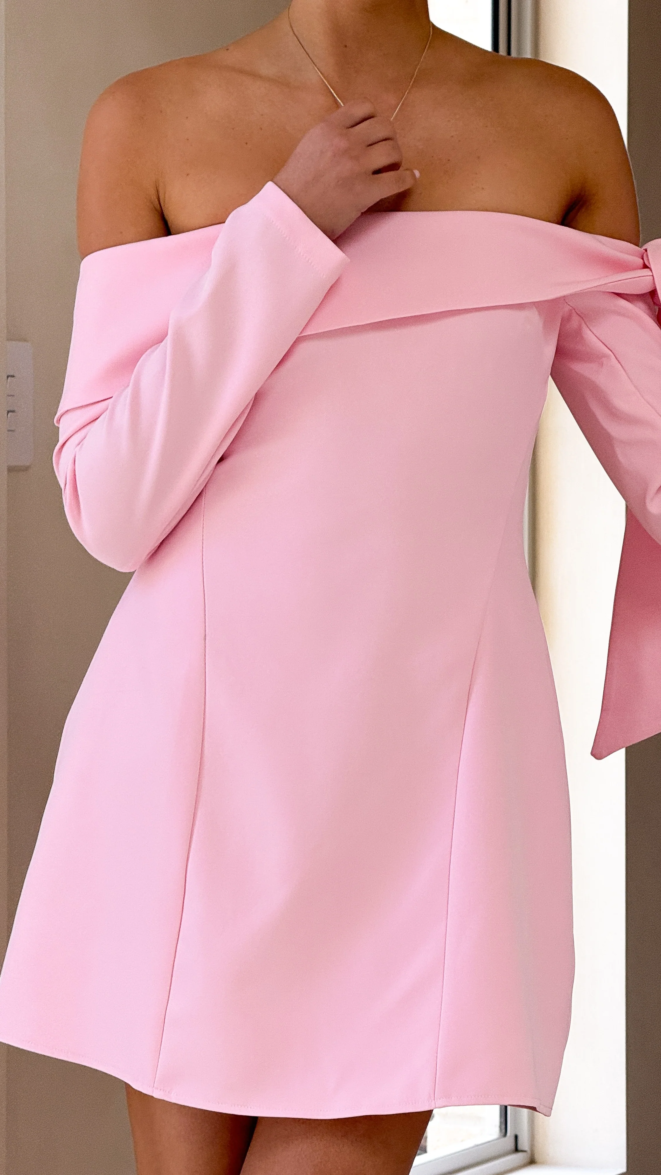 Halen Long Sleeve Mini Dress - Pink - Image 8
