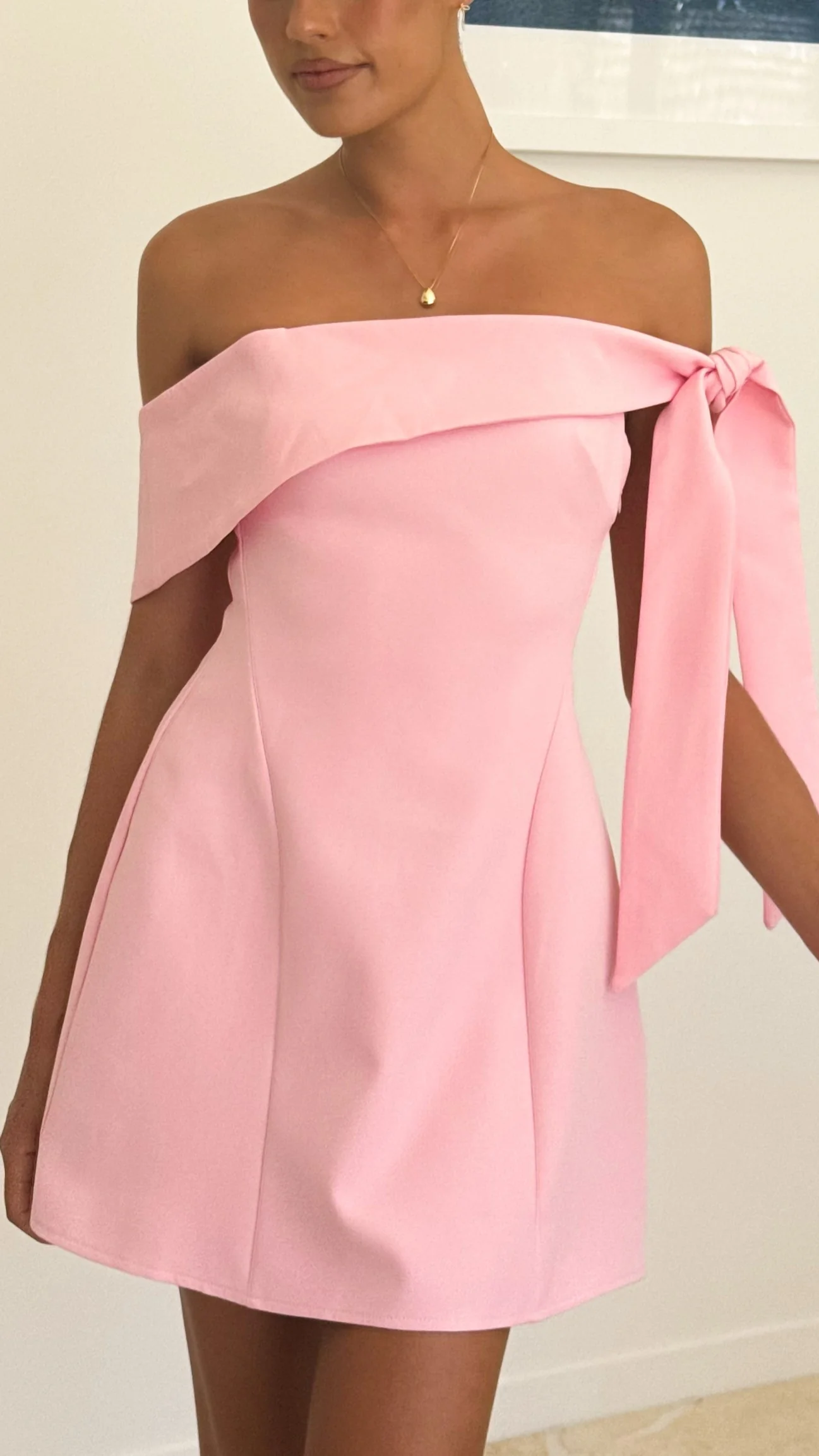Halen Off Shoulder Mini Dress - Pink - Image 4