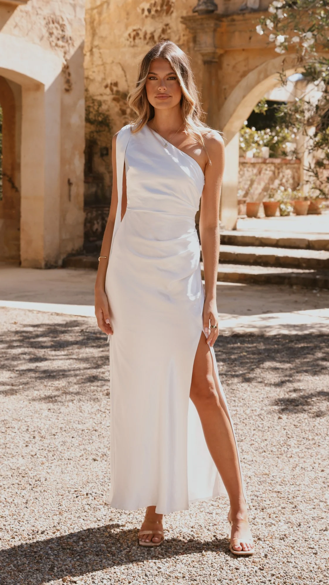 Halle One Shoulder Maxi Dress - Ivory - Image 10