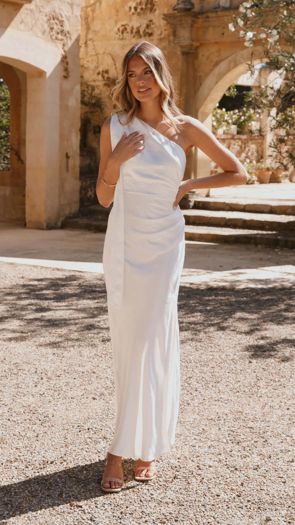 Halle One Shoulder Maxi Dress - Ivory - Image 5