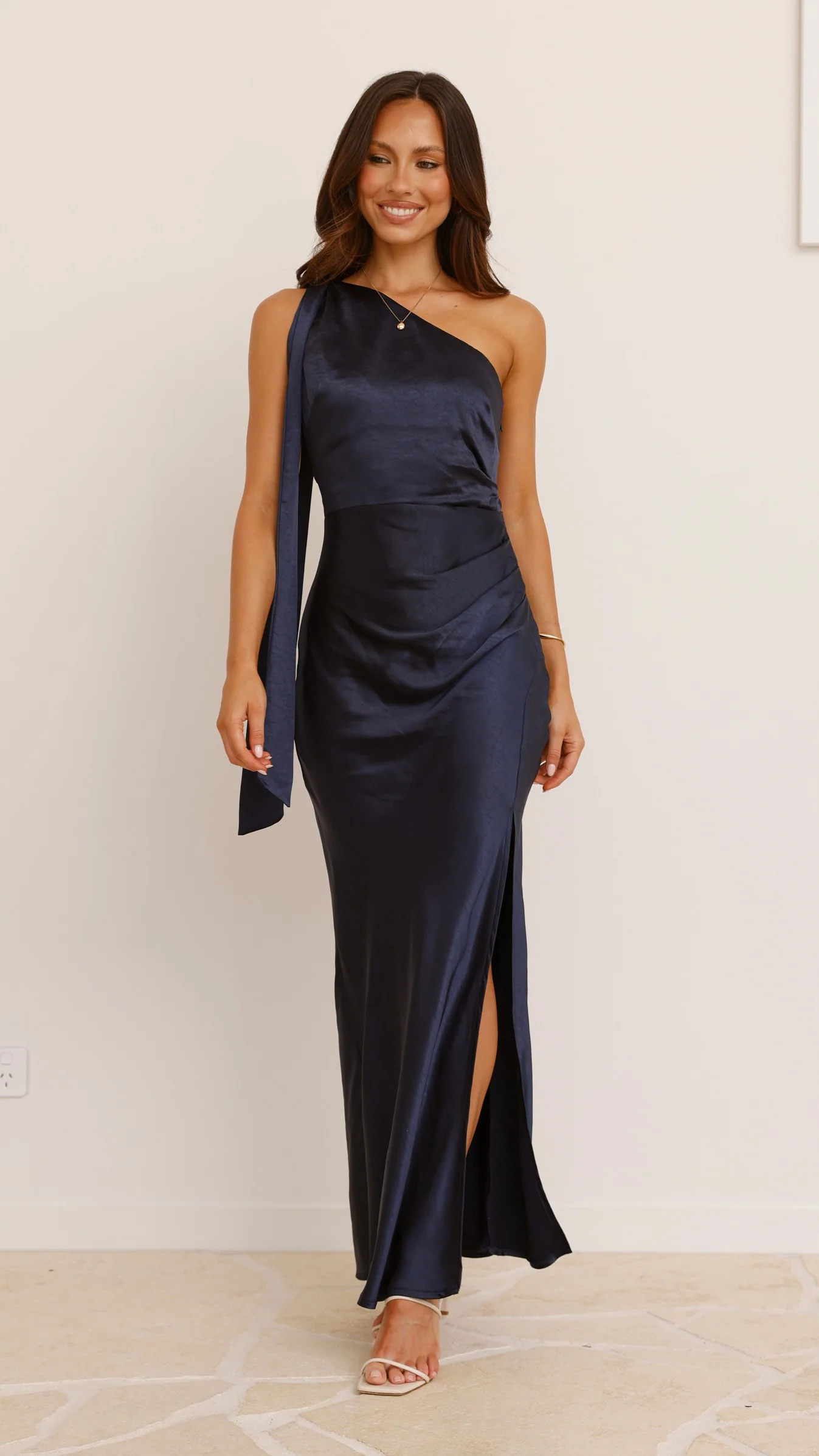 Halle One Shoulder Maxi Dress - Navy - Image 11