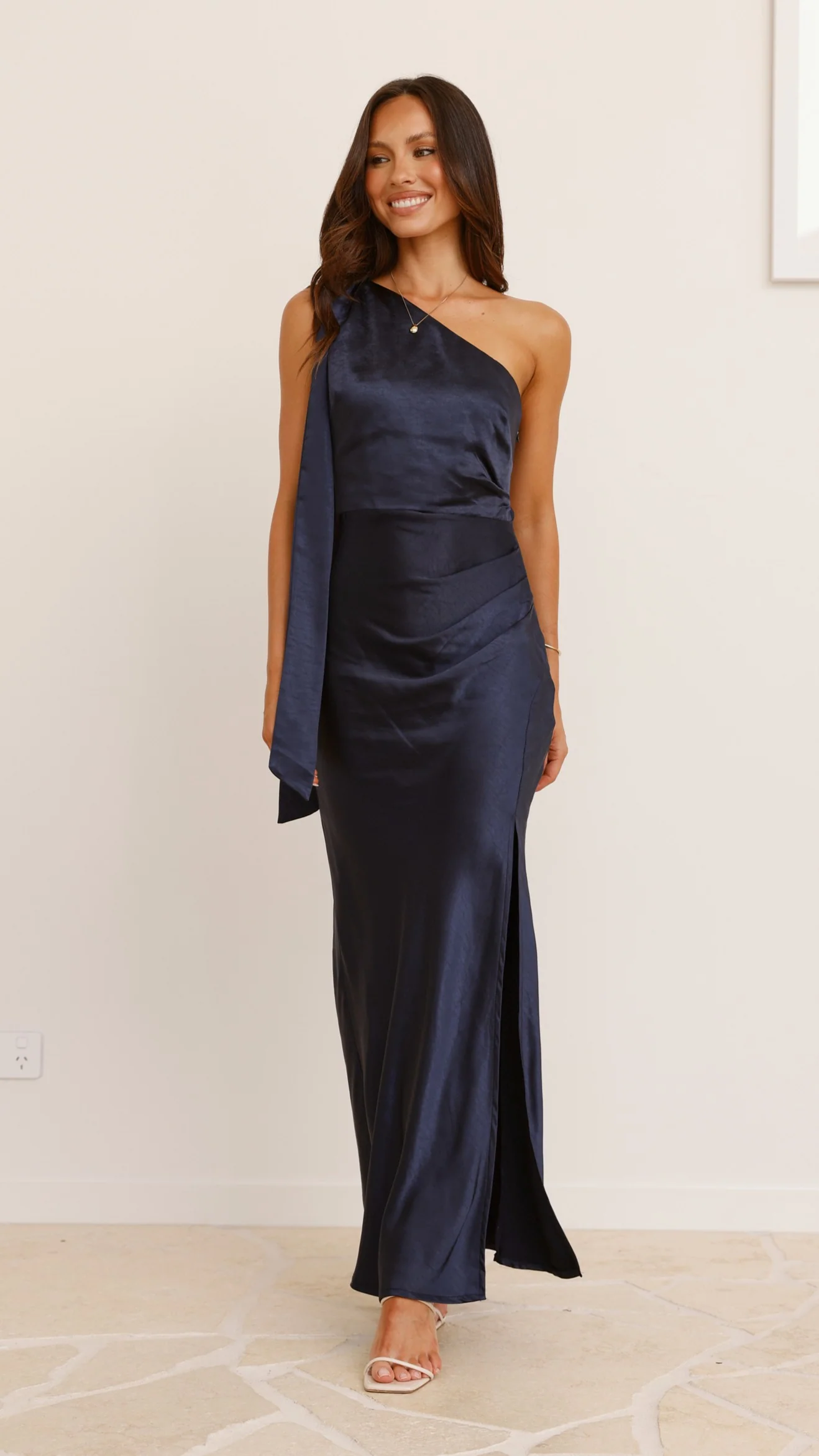 Halle One Shoulder Maxi Dress - Navy - Image 6