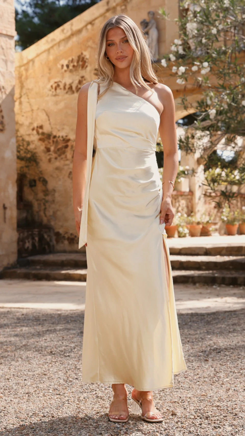 Halle One Shoulder Maxi Dress - Yellow - Image 15
