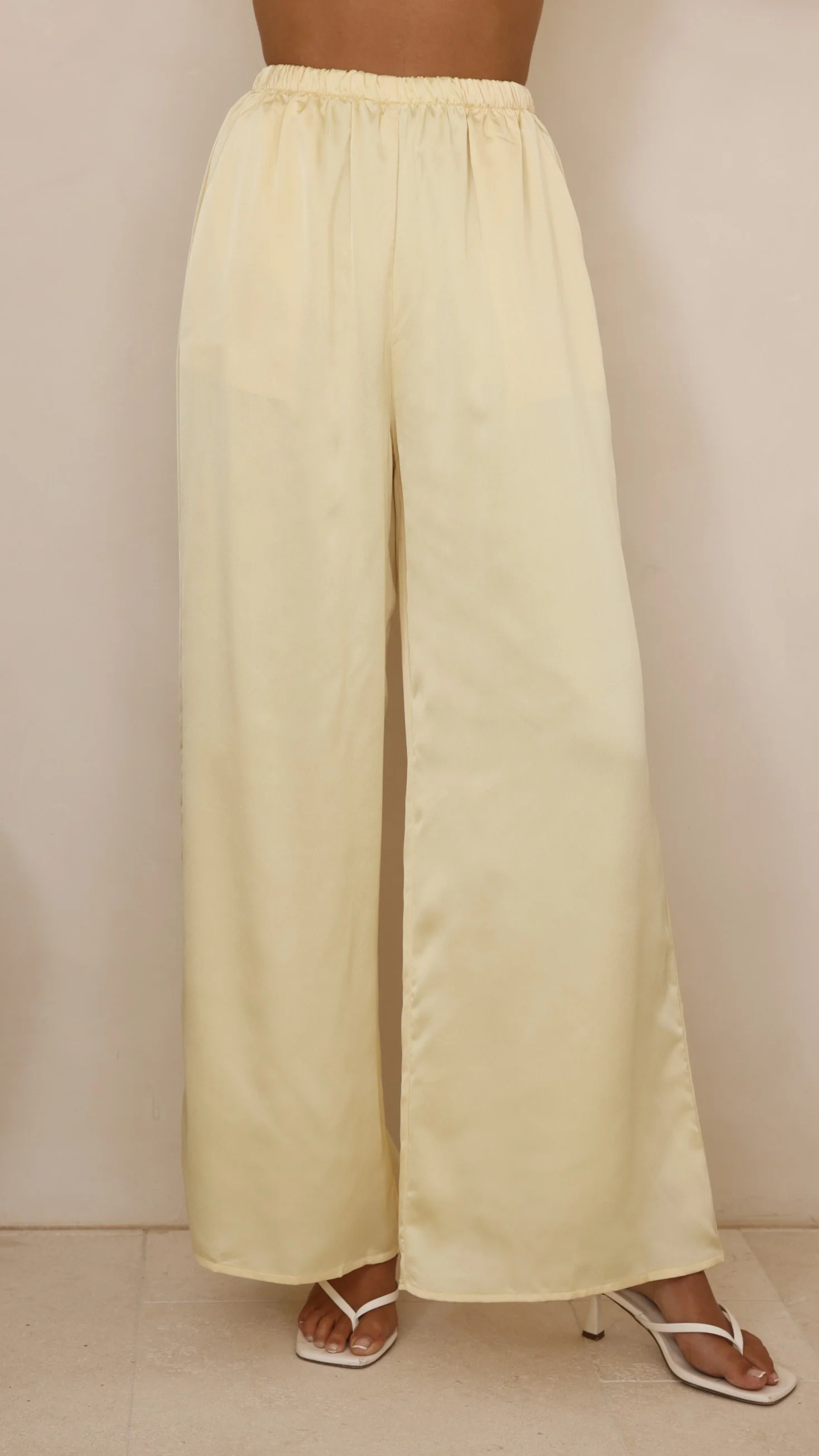 Hayleigh Asymmetrical Top and Pants Set - Yellow/Lace - Image 4