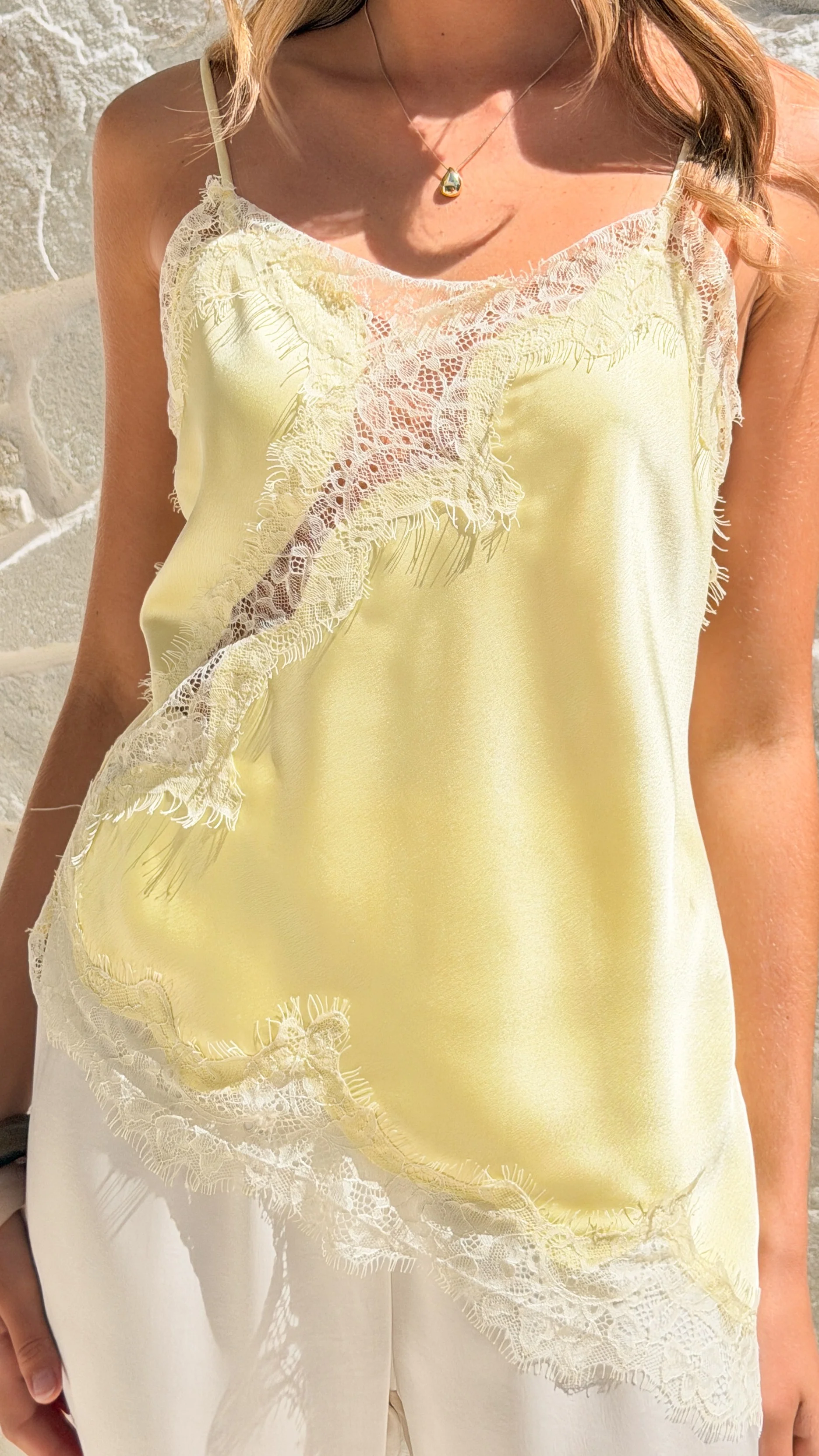 Haylia Asymmetrical Top - Yellow/Lace - Image 8