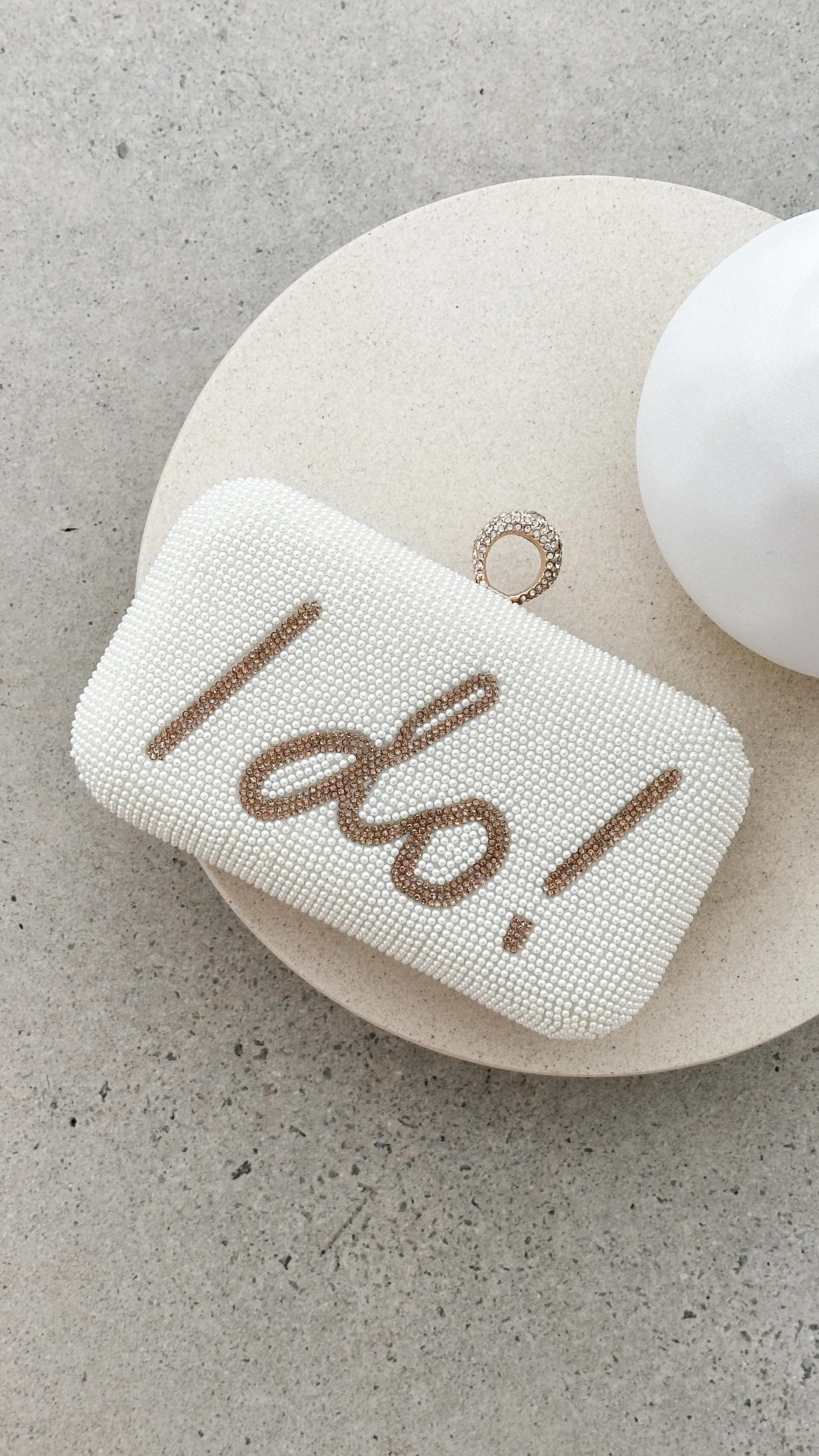I DO Sequin Clutch - Gold/White - Image 2