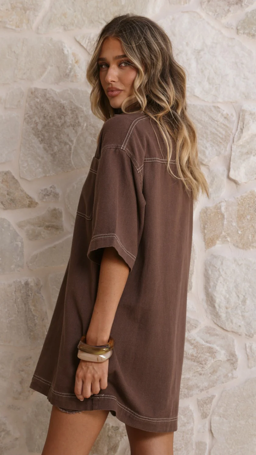 Ilia Denim Mini Dress - Chocolate - Image 2