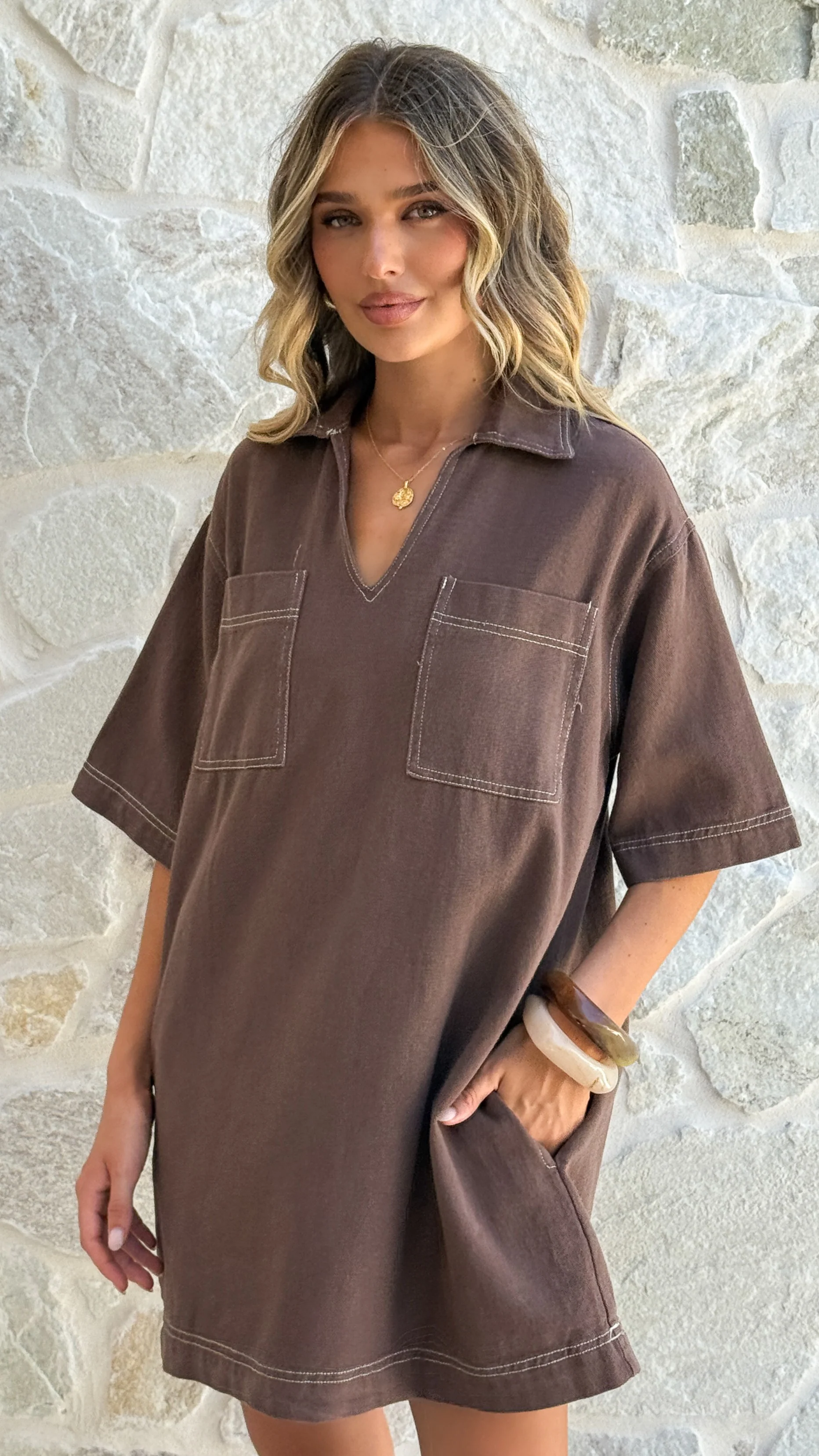 Ilia Denim Mini Dress - Chocolate - Image 5