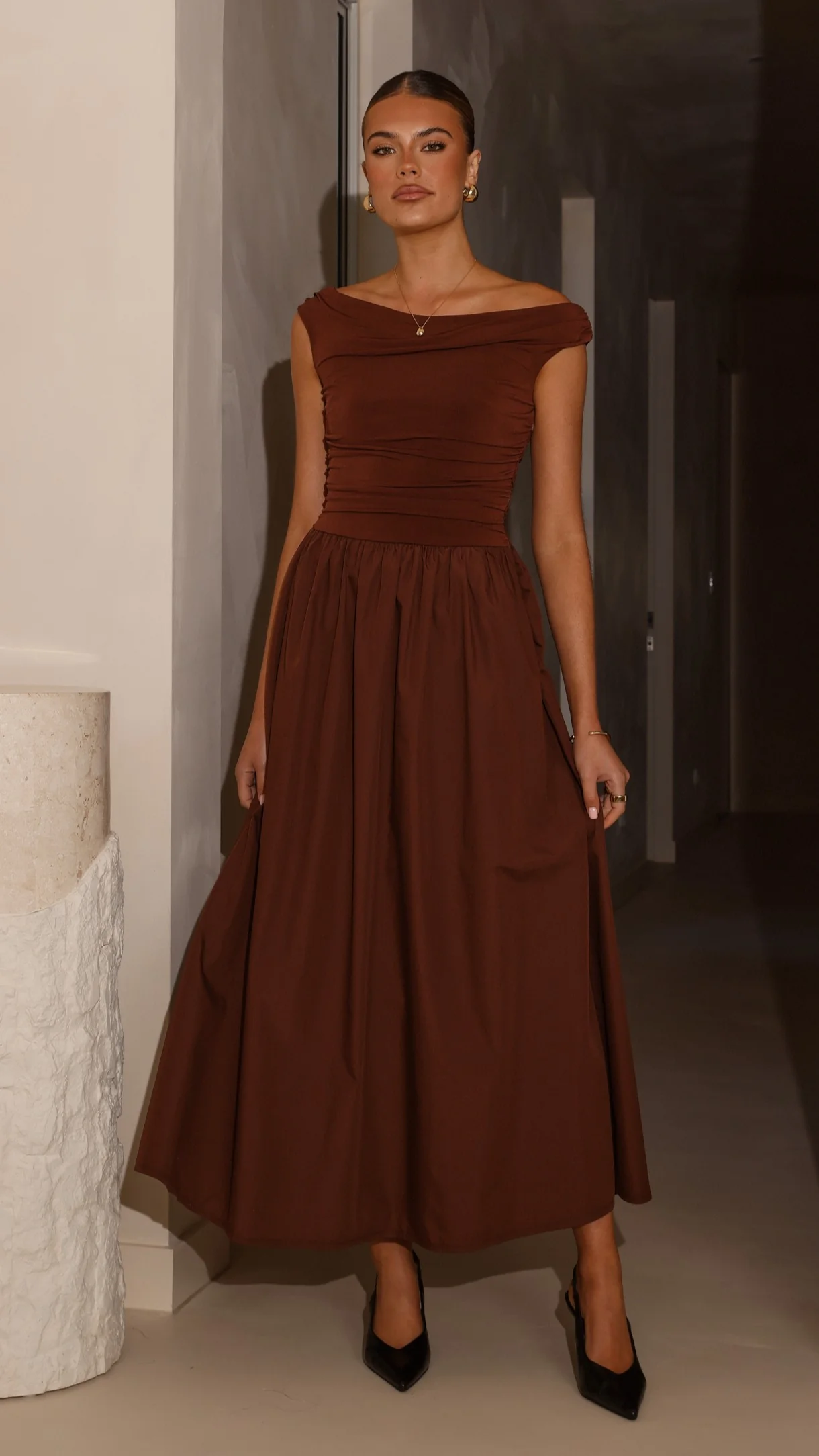 Immy Midi Dress - Brown - Image 9