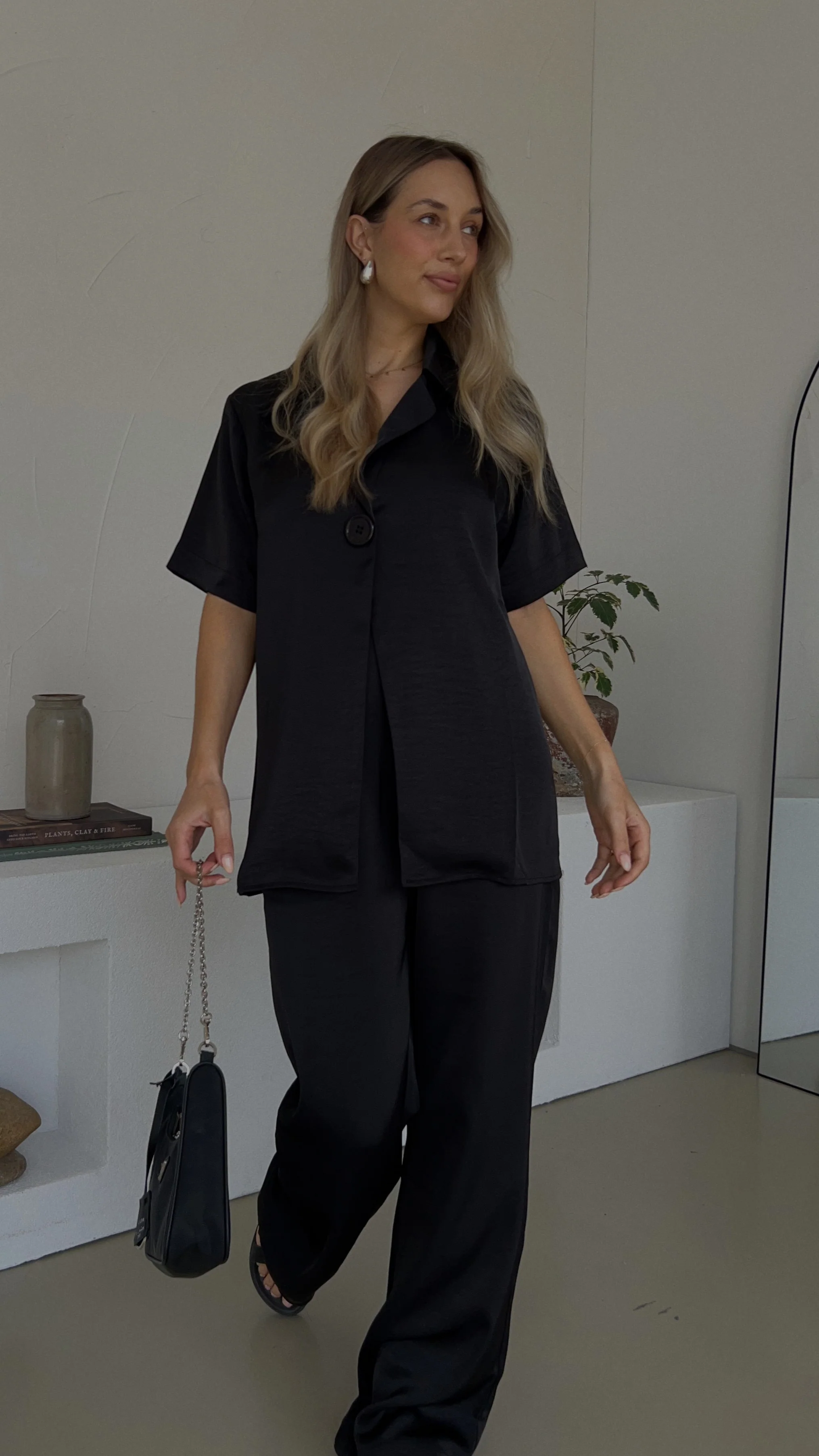 Imogen Button Pants - Black - Image 14