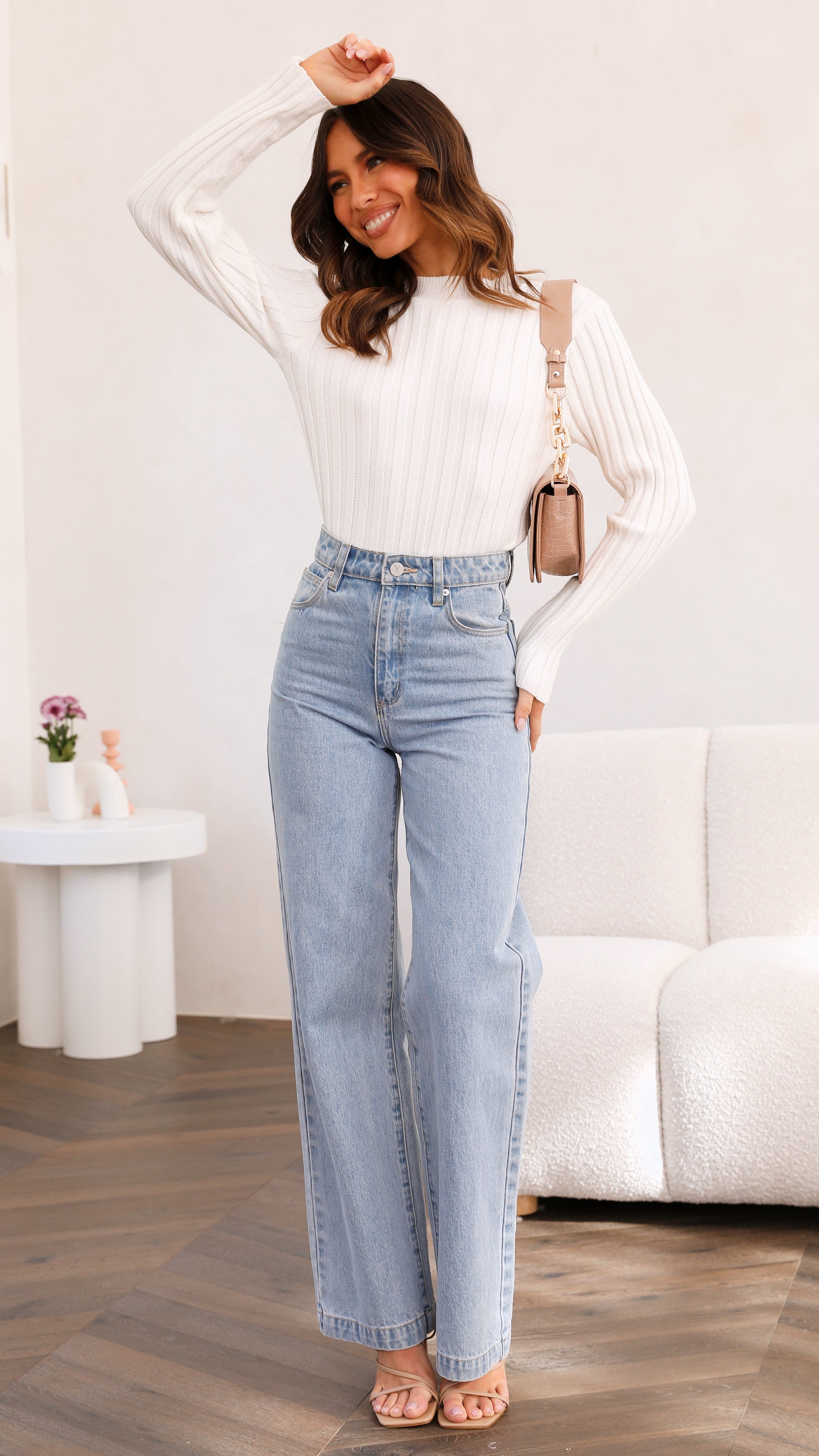 Imogen Long Sleeve Knit Crop - White - Image 12