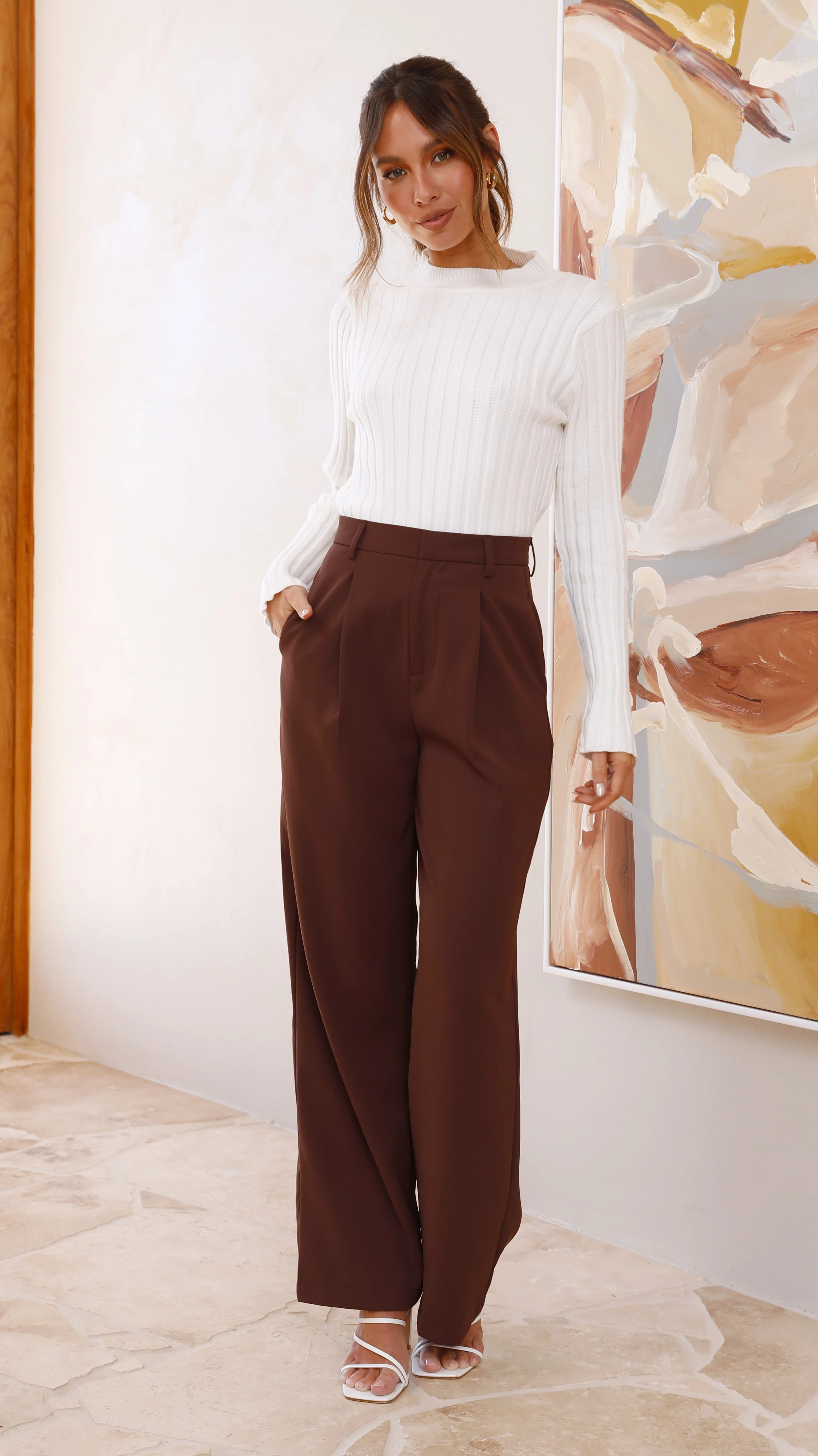 Imogen Long Sleeve Knit Crop - White - Image 15