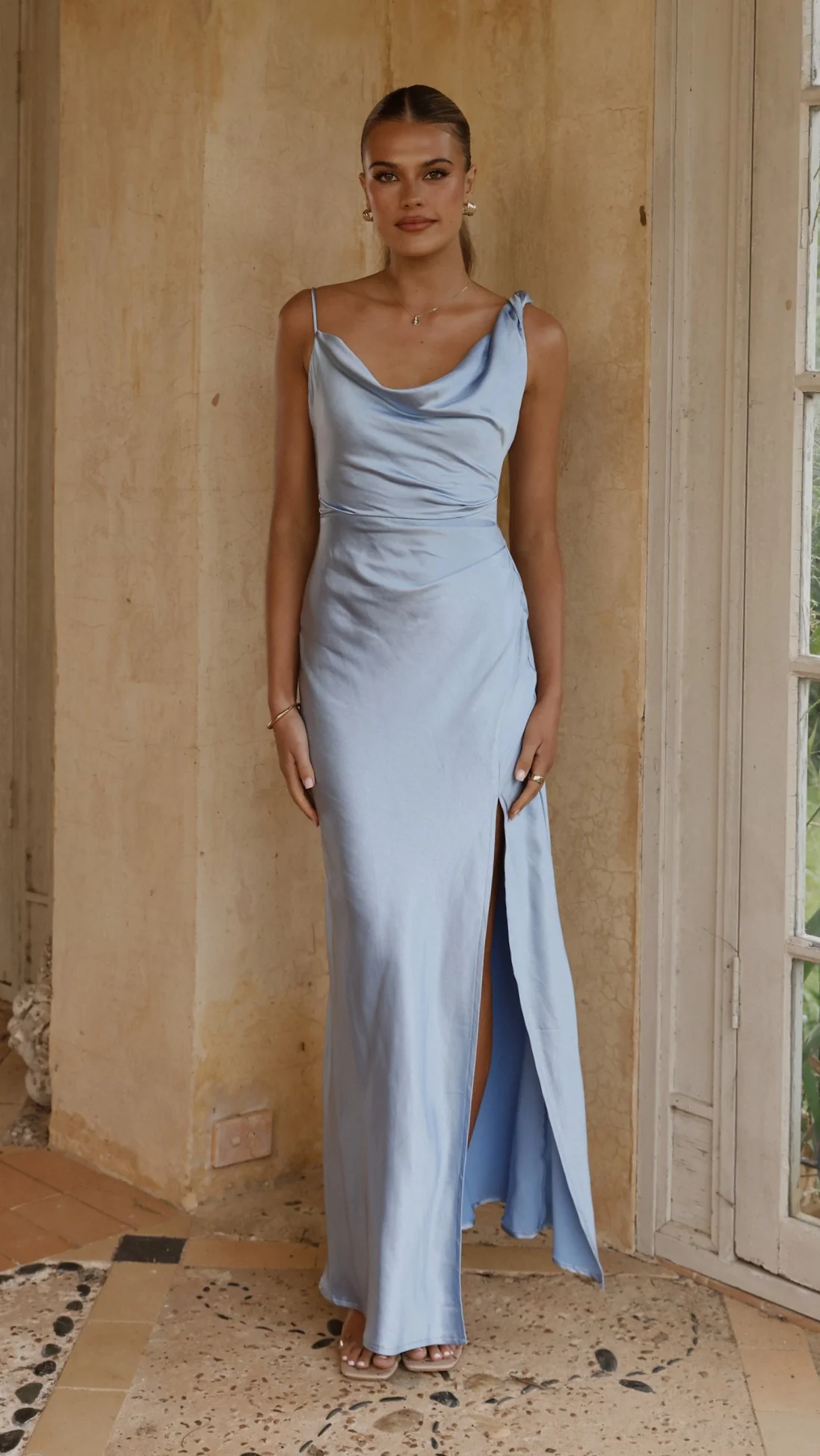 Iris Asymmetrical Maxi Dress - Blue - Image 8