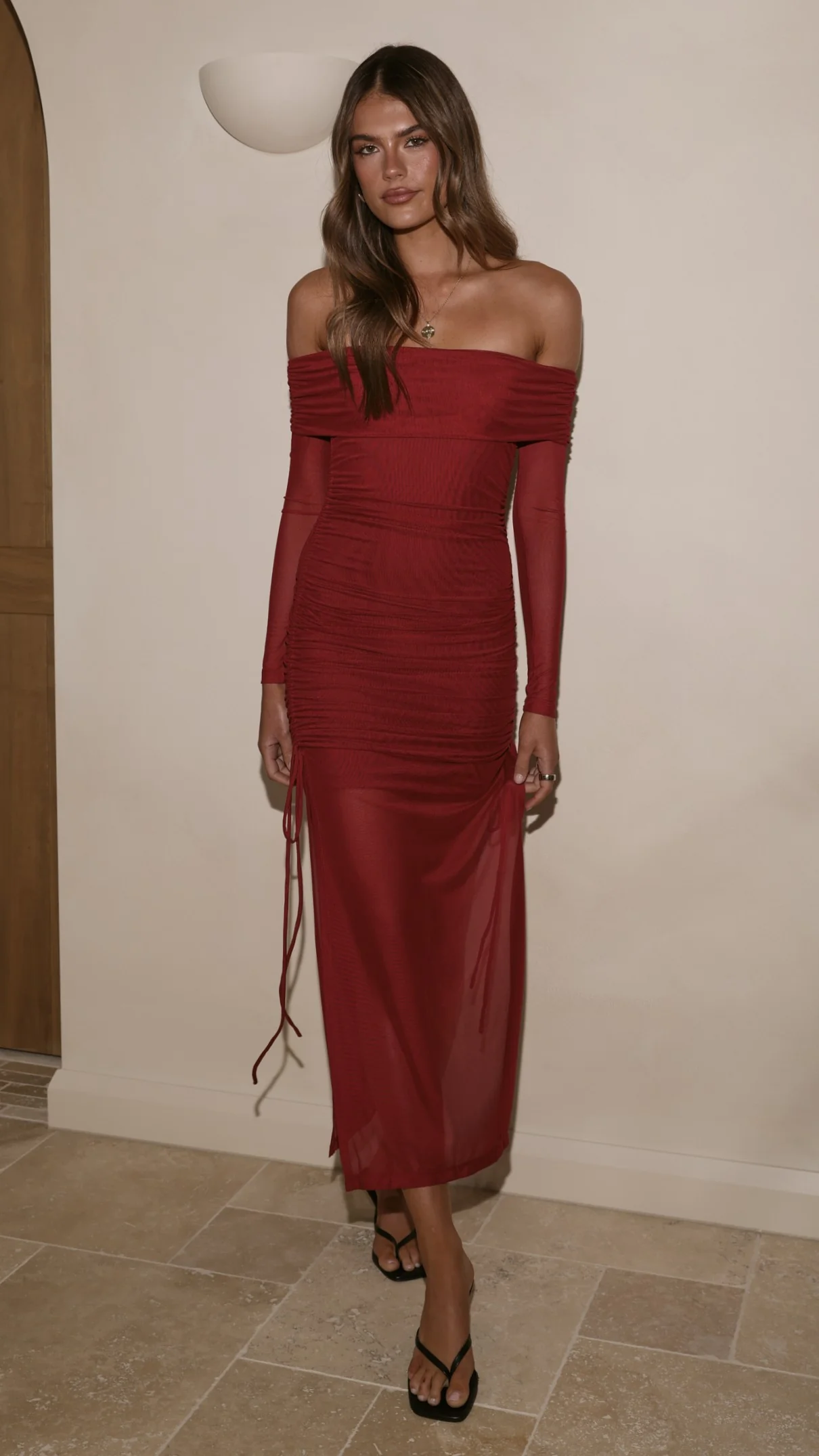 Isadora Off Shoulder Maxi Dress - Wine - Image 16