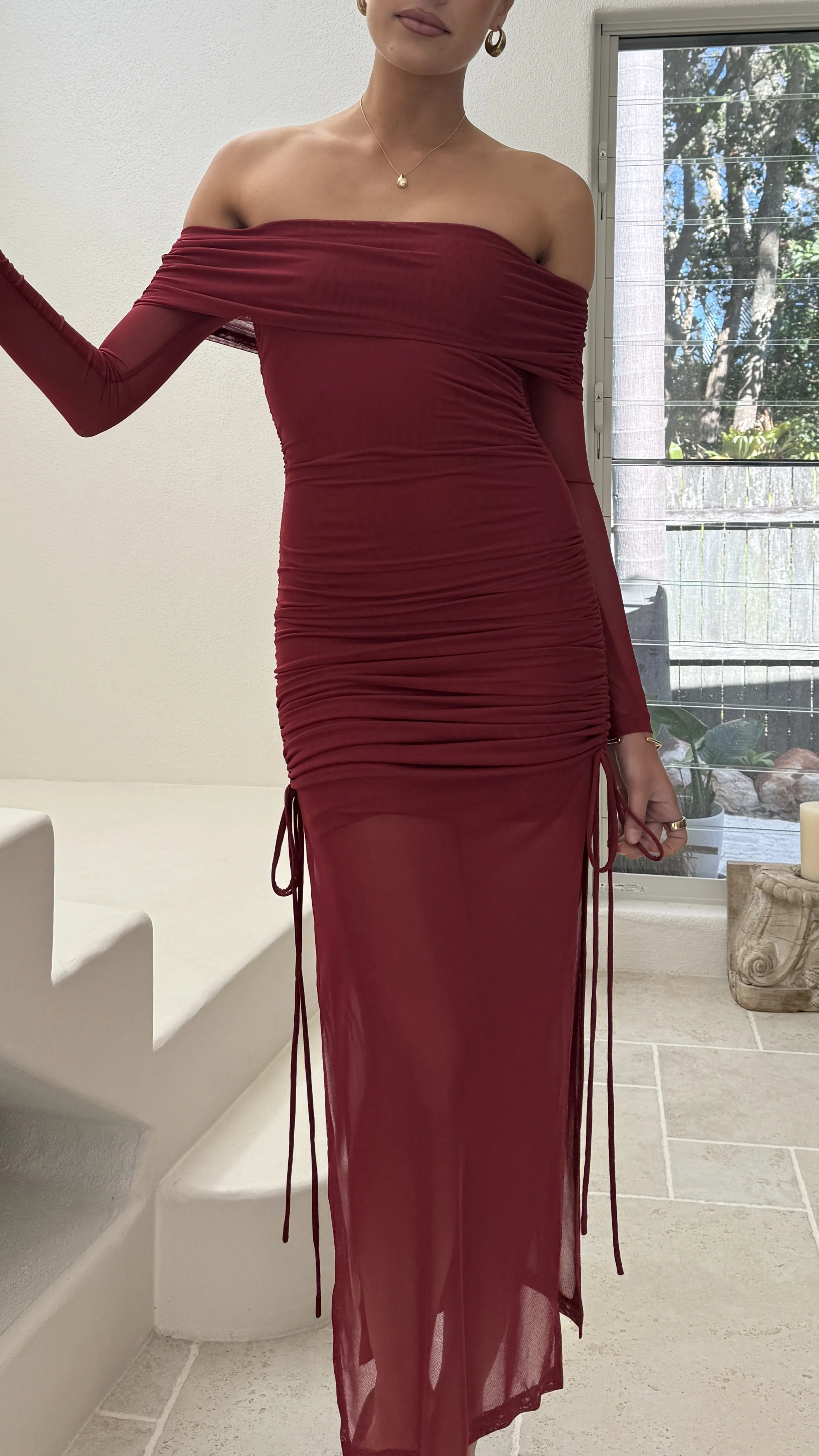 Isadora Off Shoulder Maxi Dress - Wine - Image 6