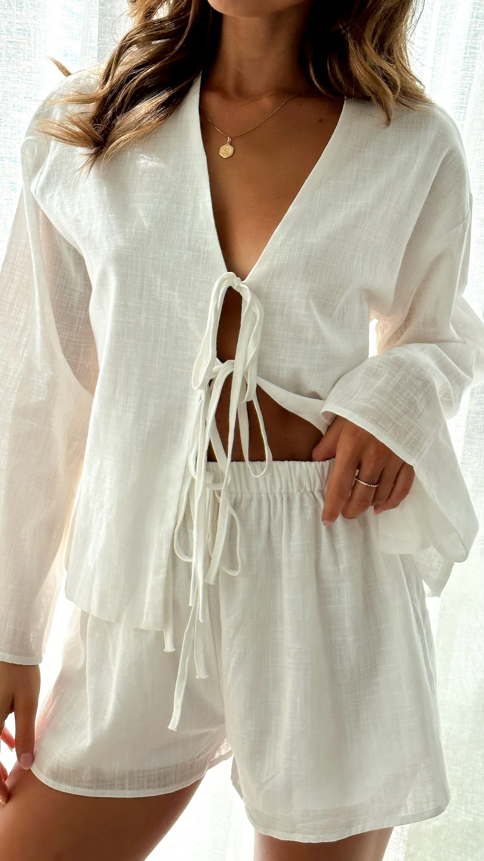 Iveena Top and Shorts Set - White - Image 6
