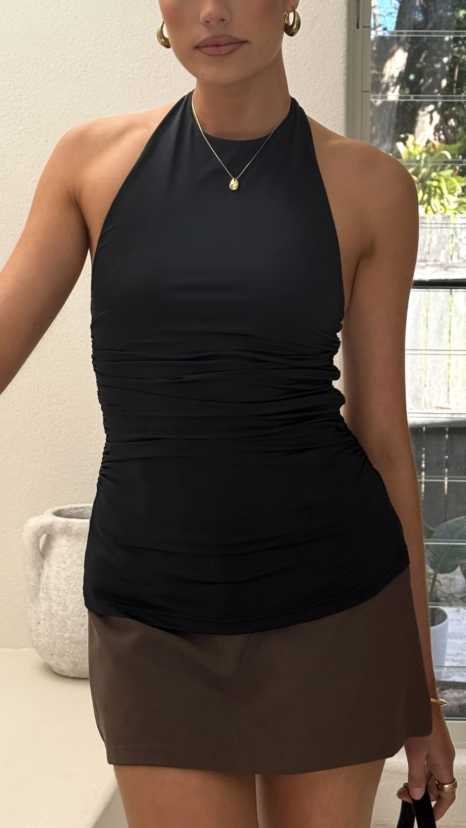 Ivy Halter Neck Top - Black - Image 3