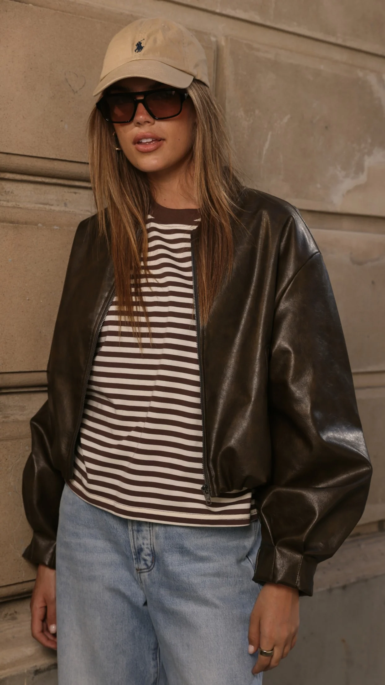 Solana Long Sleeve Top - Choc/White Stripe - Image 5
