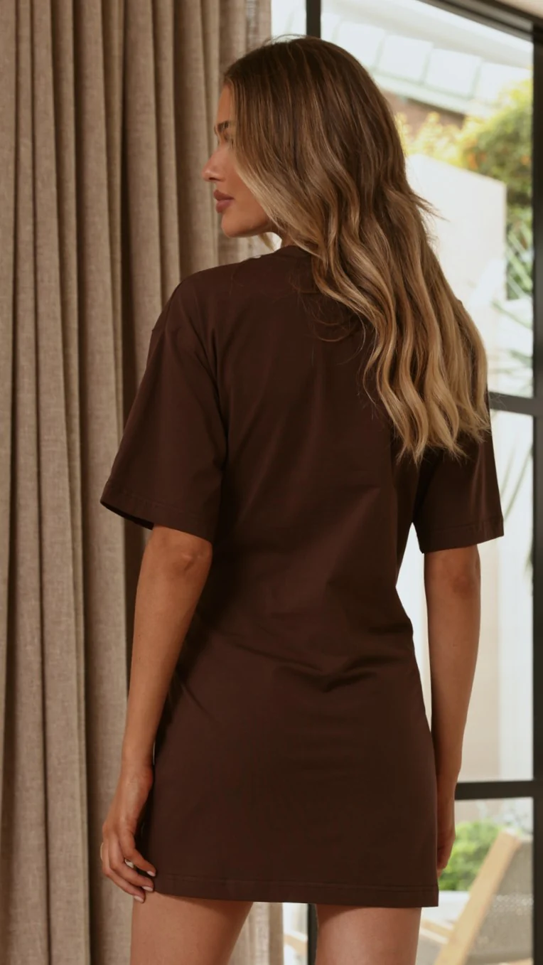 Jade Mini Dress - Chocolate - Image 2